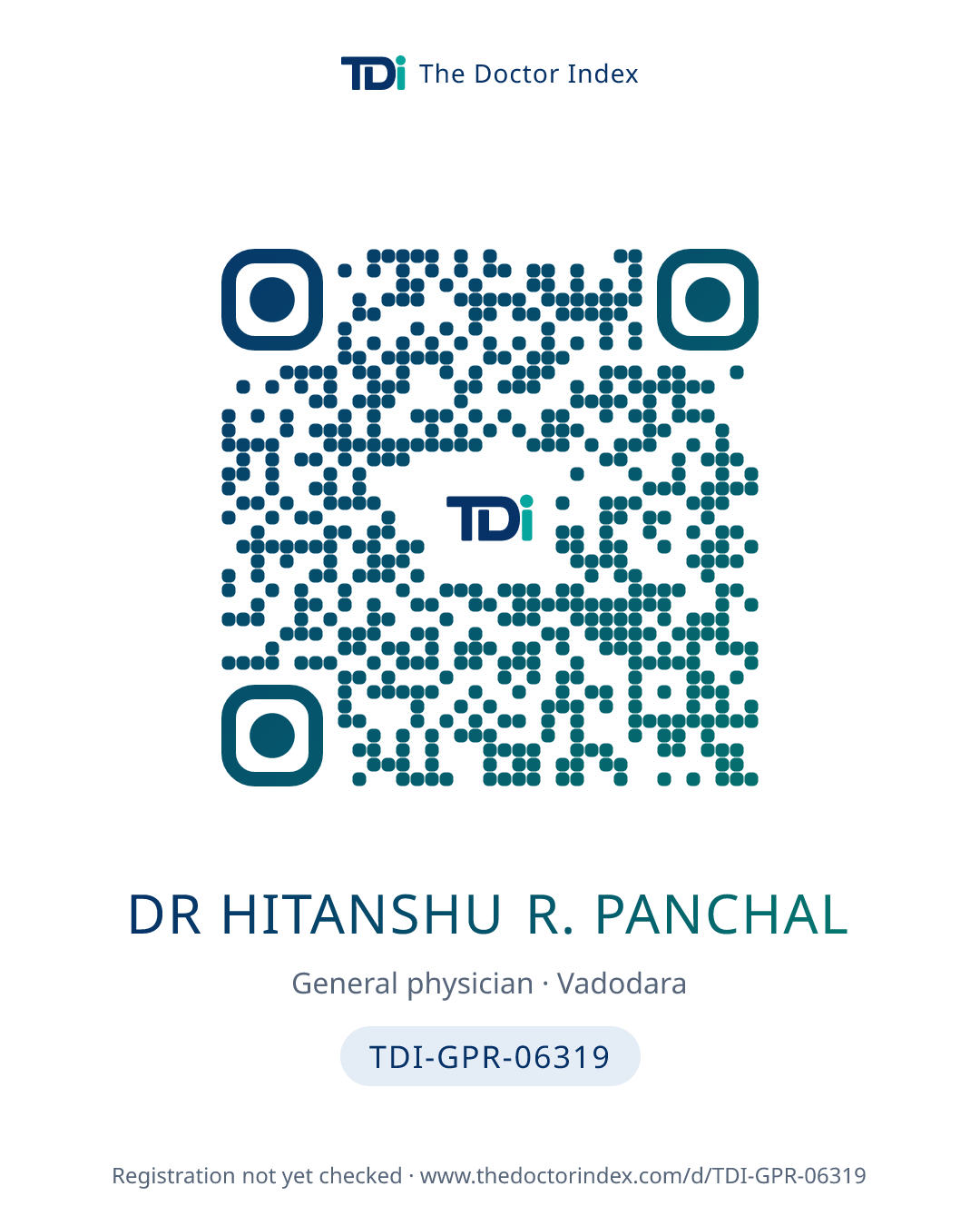 QR card for Dr Hitanshu R. Panchal, TDI-GPR-06319