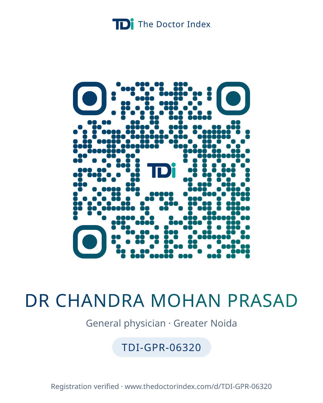 QR card for Dr Chandra Mohan Prasad, TDI-GPR-06320