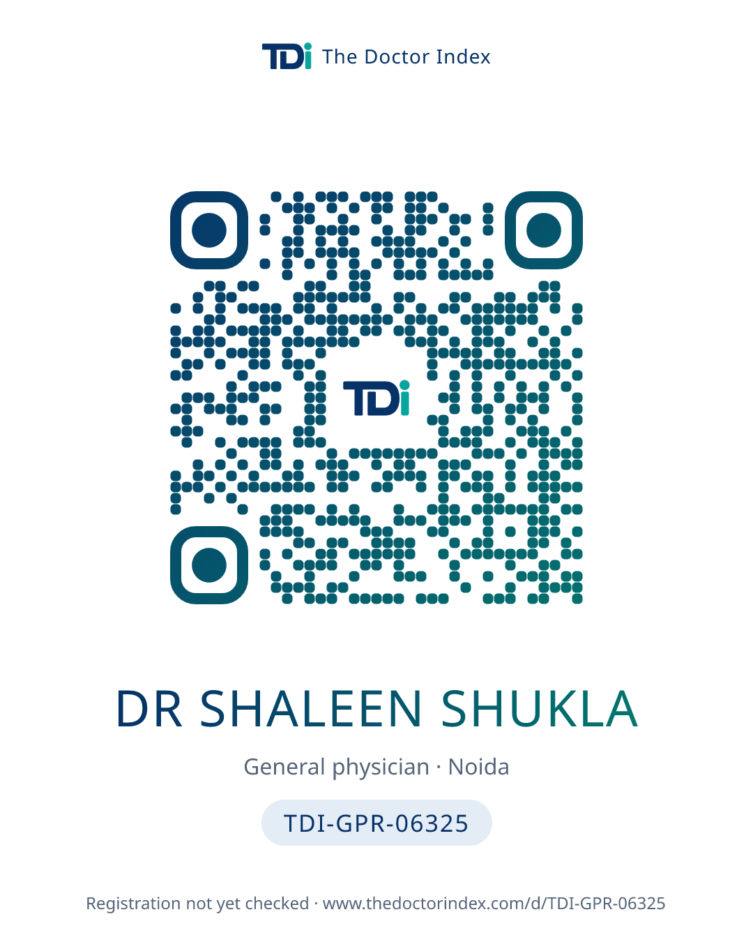 QR card for Dr Shaleen Shukla, TDI-GPR-06325