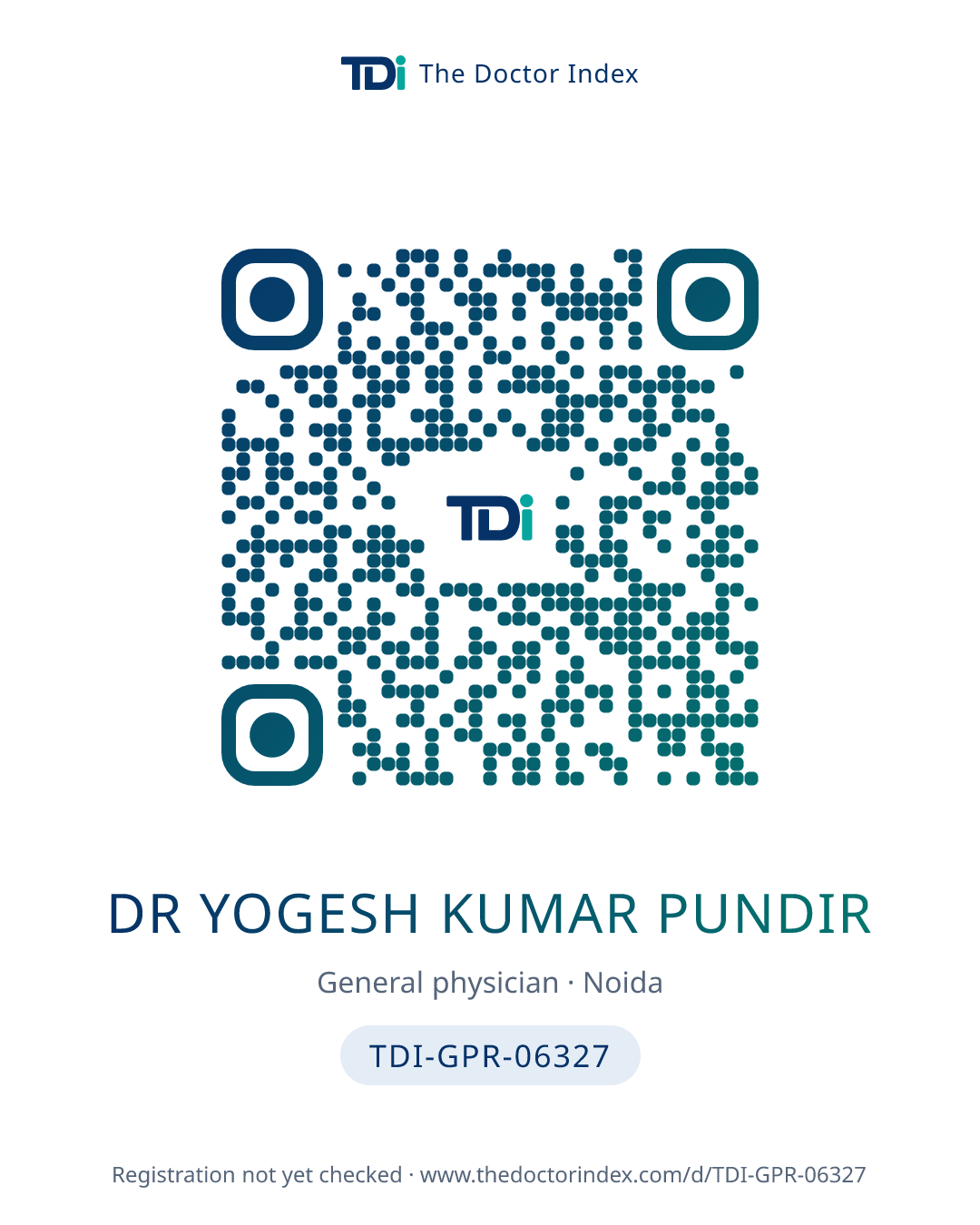 QR card for Dr Yogesh Kumar Pundir, TDI-GPR-06327