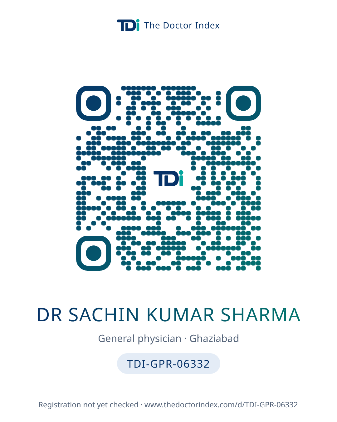 QR card for Dr Sachin Kumar Sharma, TDI-GPR-06332