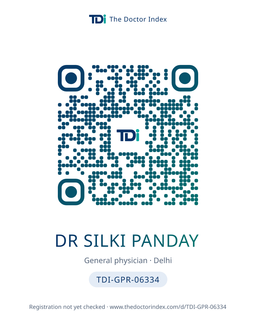 QR card for Dr Silki Panday, TDI-GPR-06334