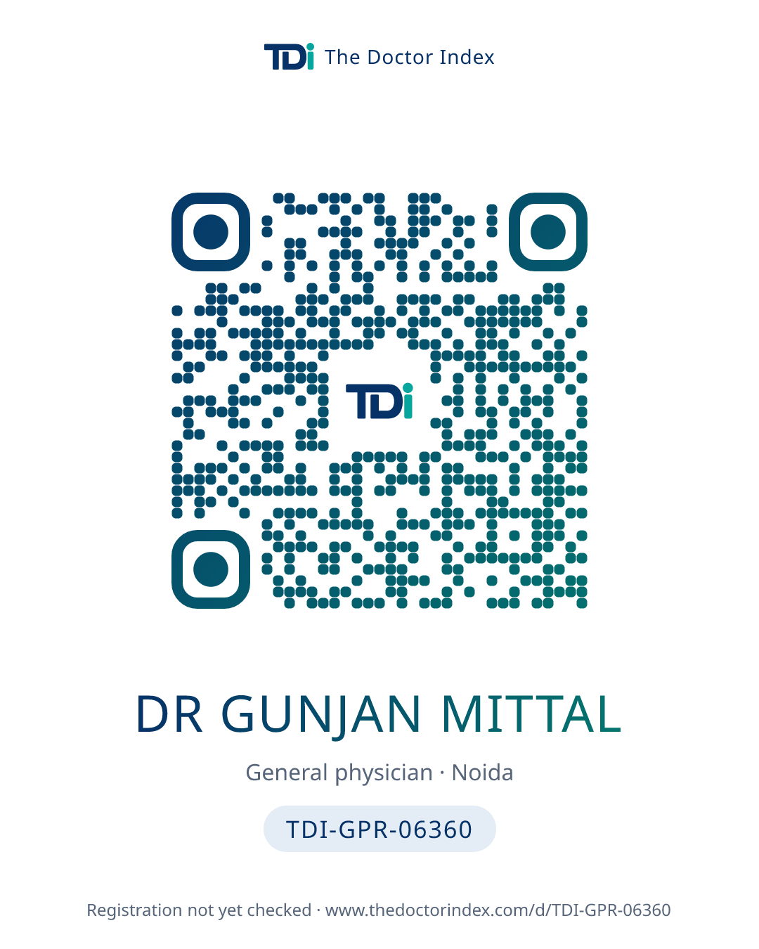 QR card for Dr Gunjan Mittal, TDI-GPR-06360