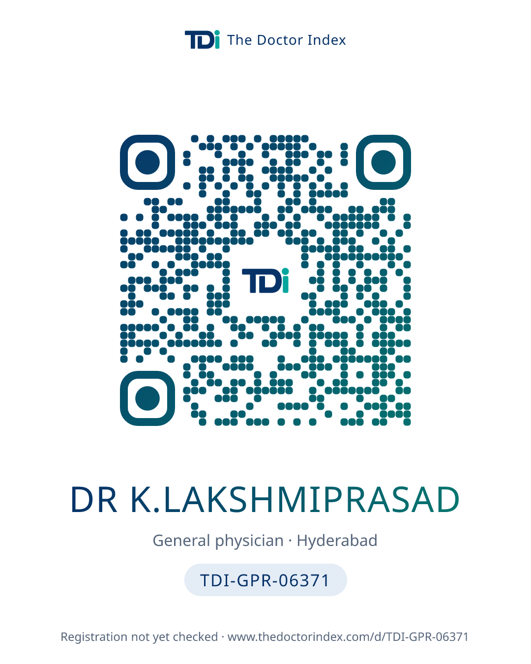 QR card for Dr K.lakshmiprasad, TDI-GPR-06371