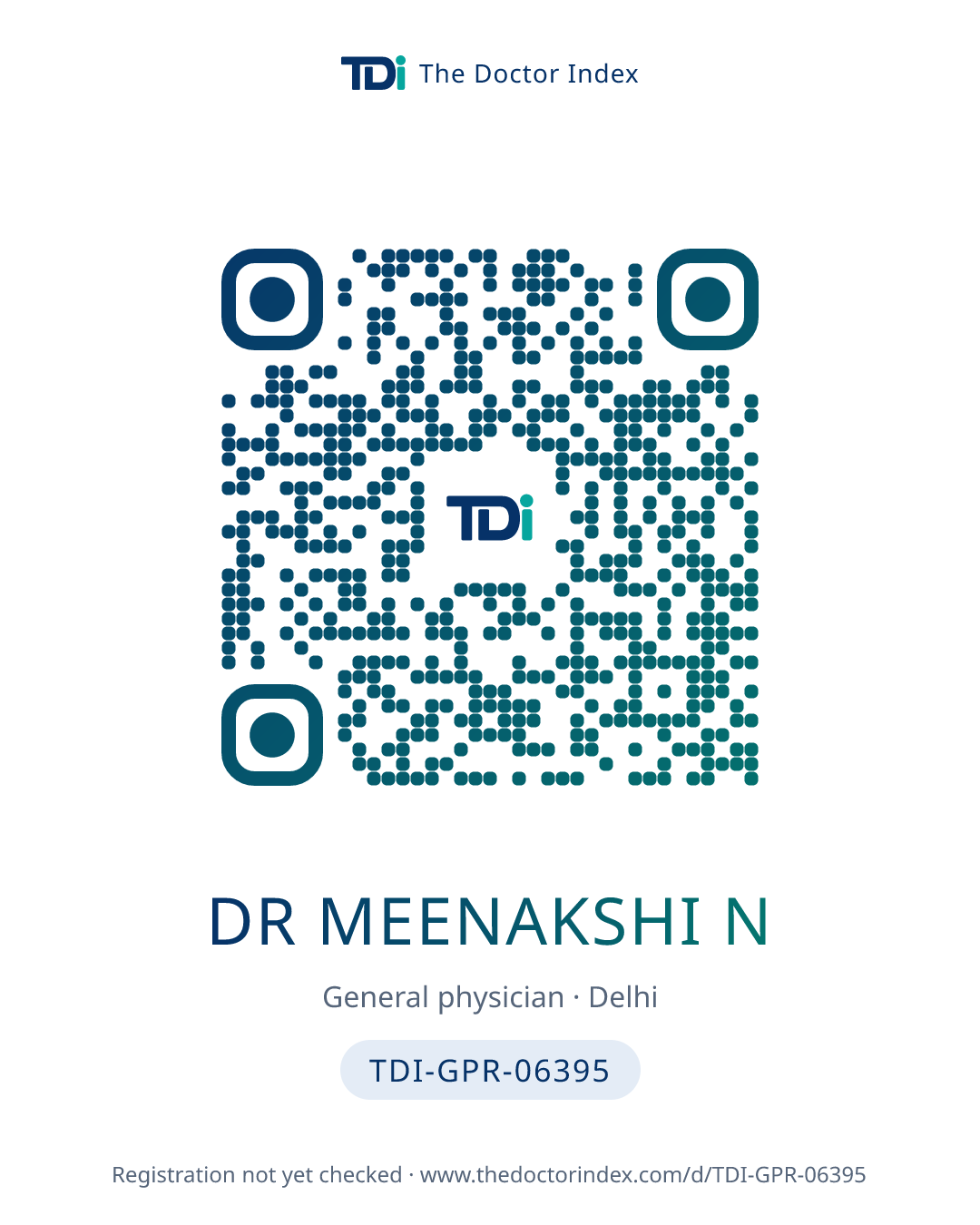 QR card for Dr Meenakshi N, TDI-GPR-06395