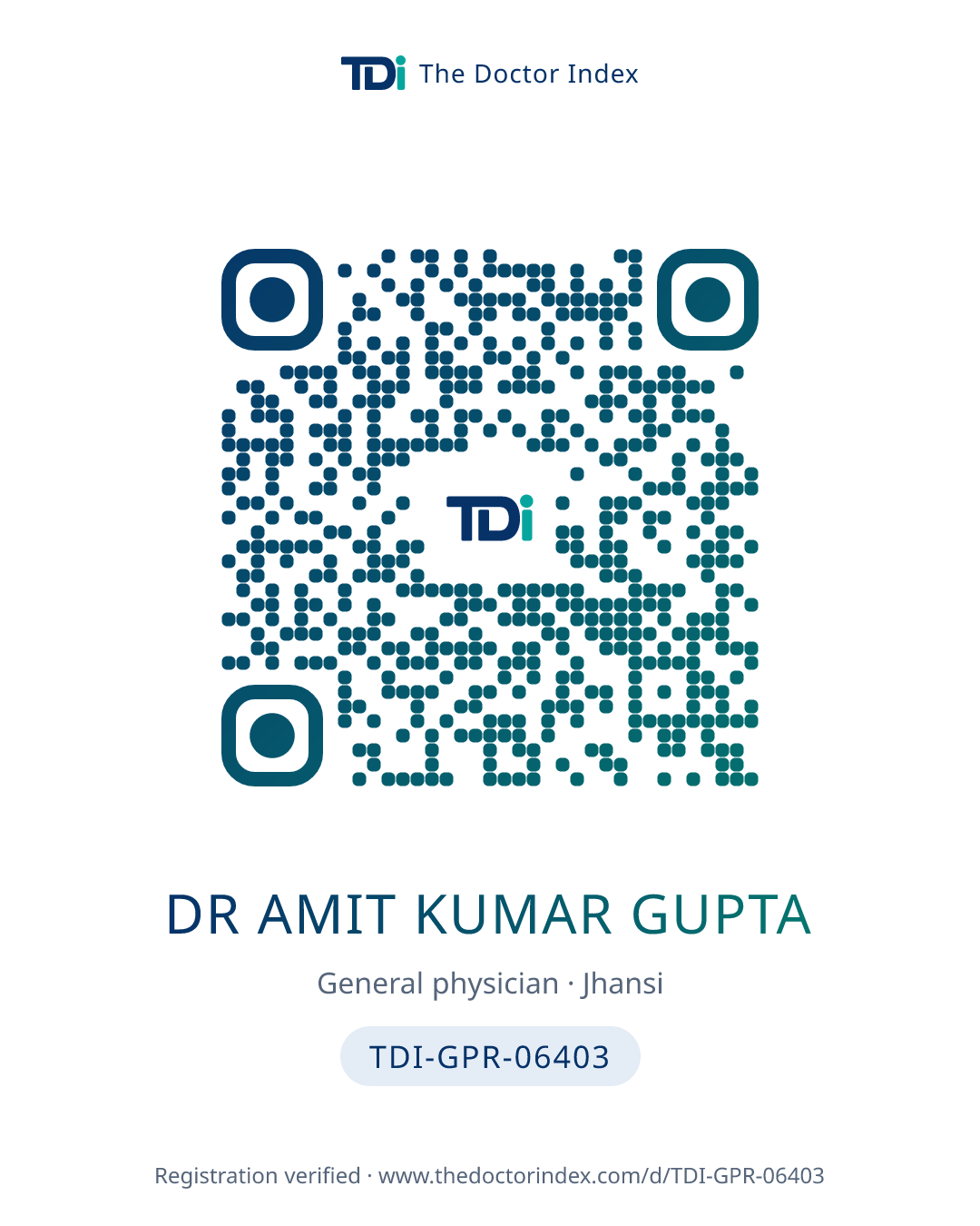 QR card for Dr Amit Kumar Gupta, TDI-GPR-06403