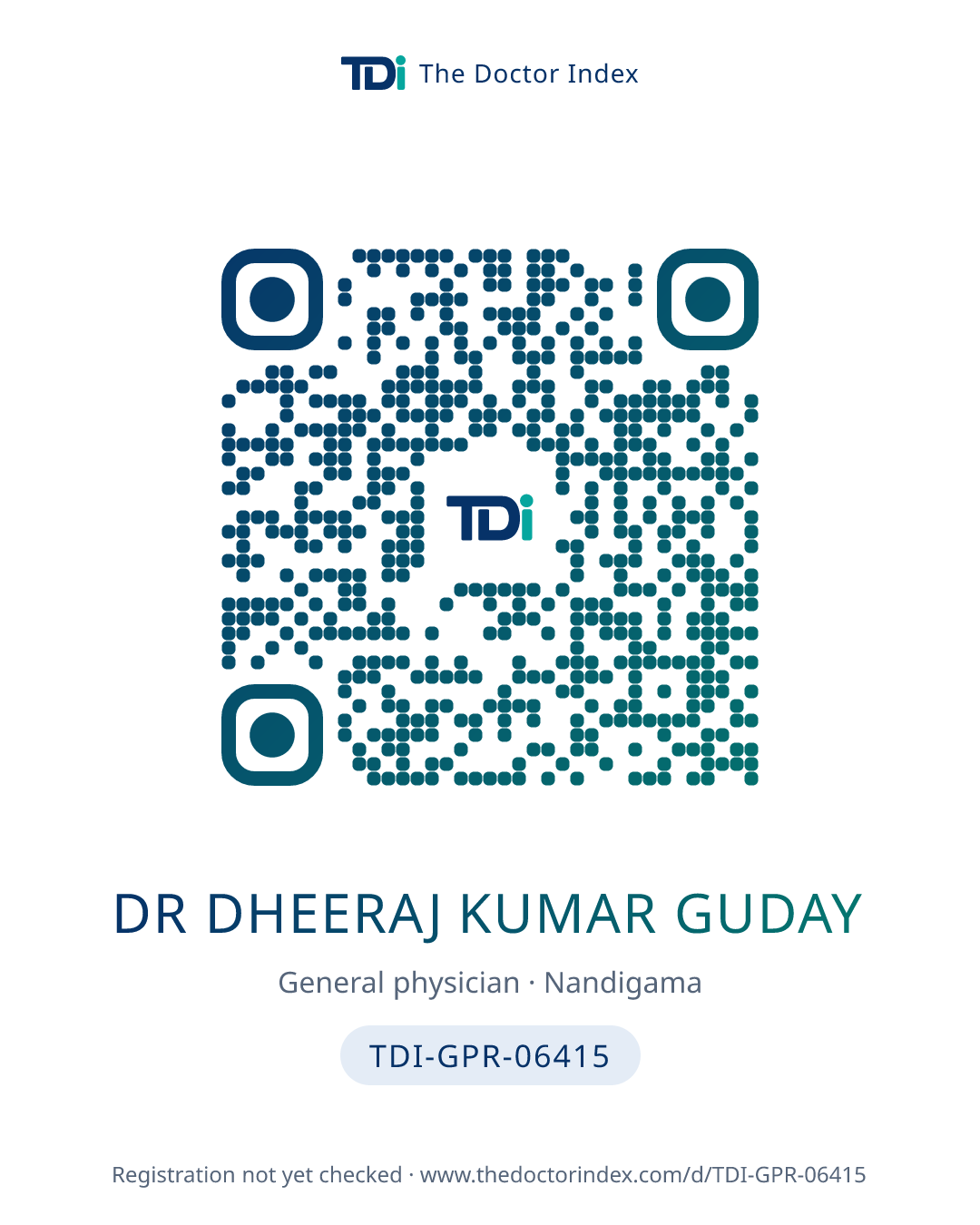 QR card for Dr Dheeraj Kumar Guday, TDI-GPR-06415