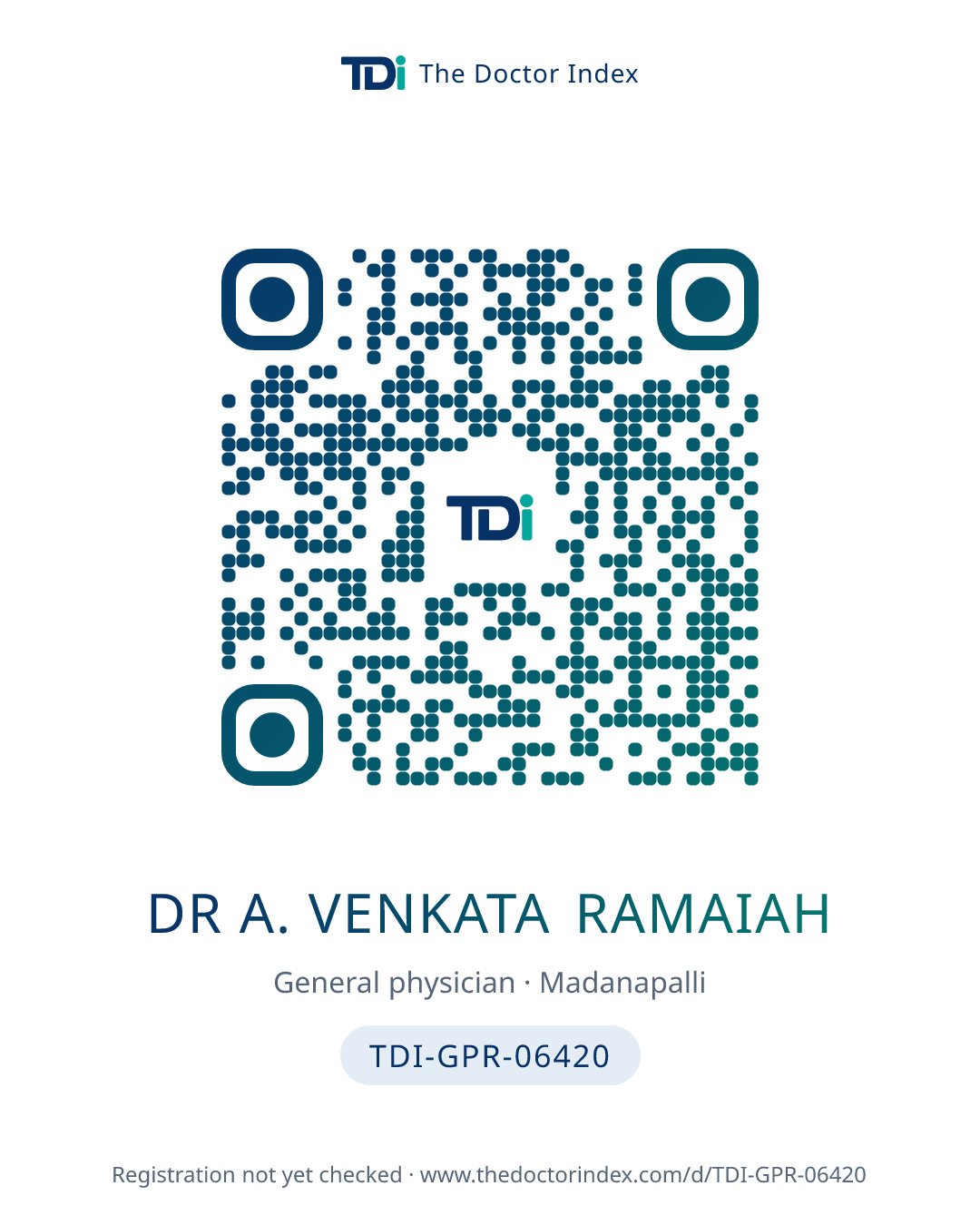 QR card for Dr A. Venkata Ramaiah, TDI-GPR-06420