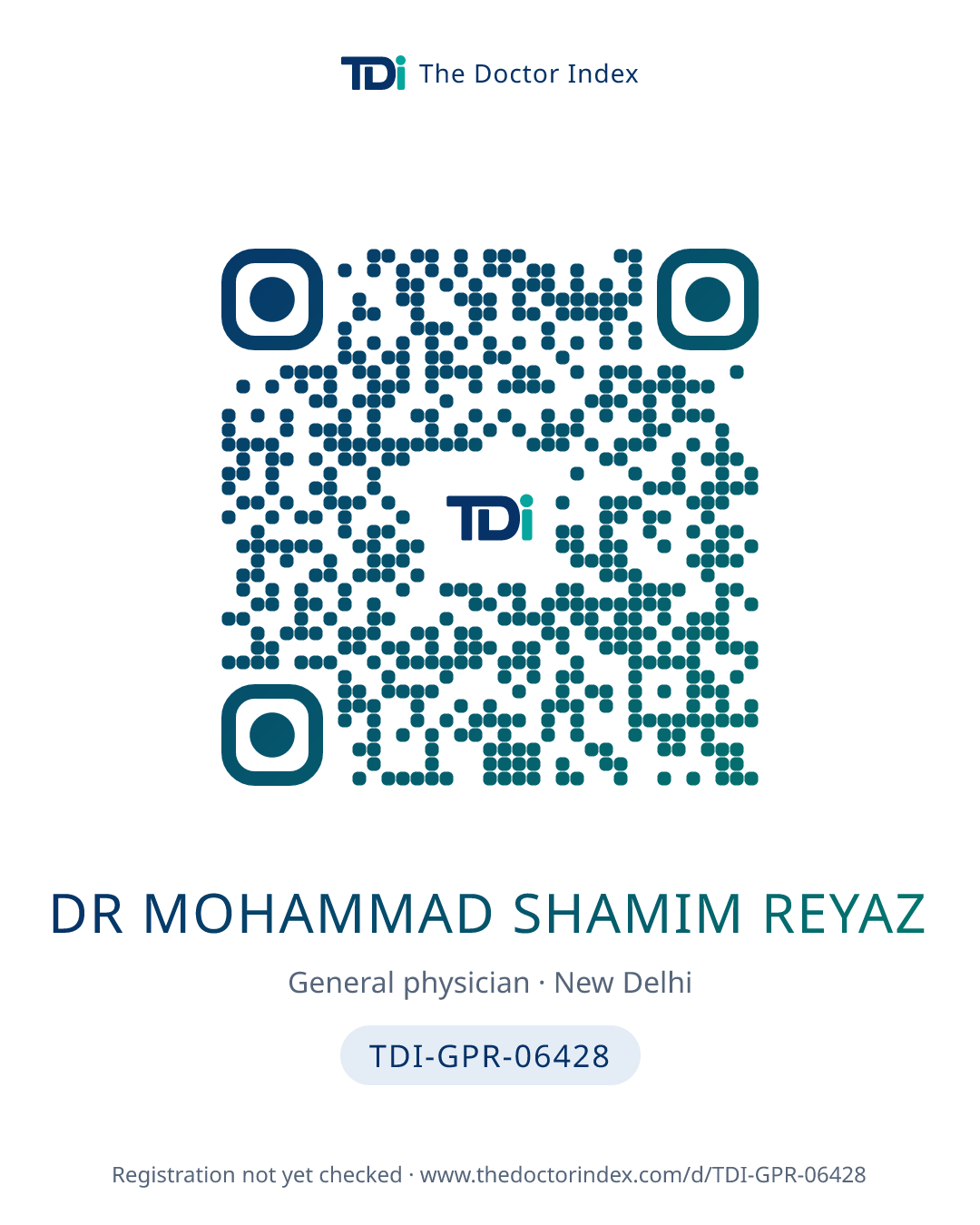 QR card for Dr Mohammad Shamim Reyaz, TDI-GPR-06428