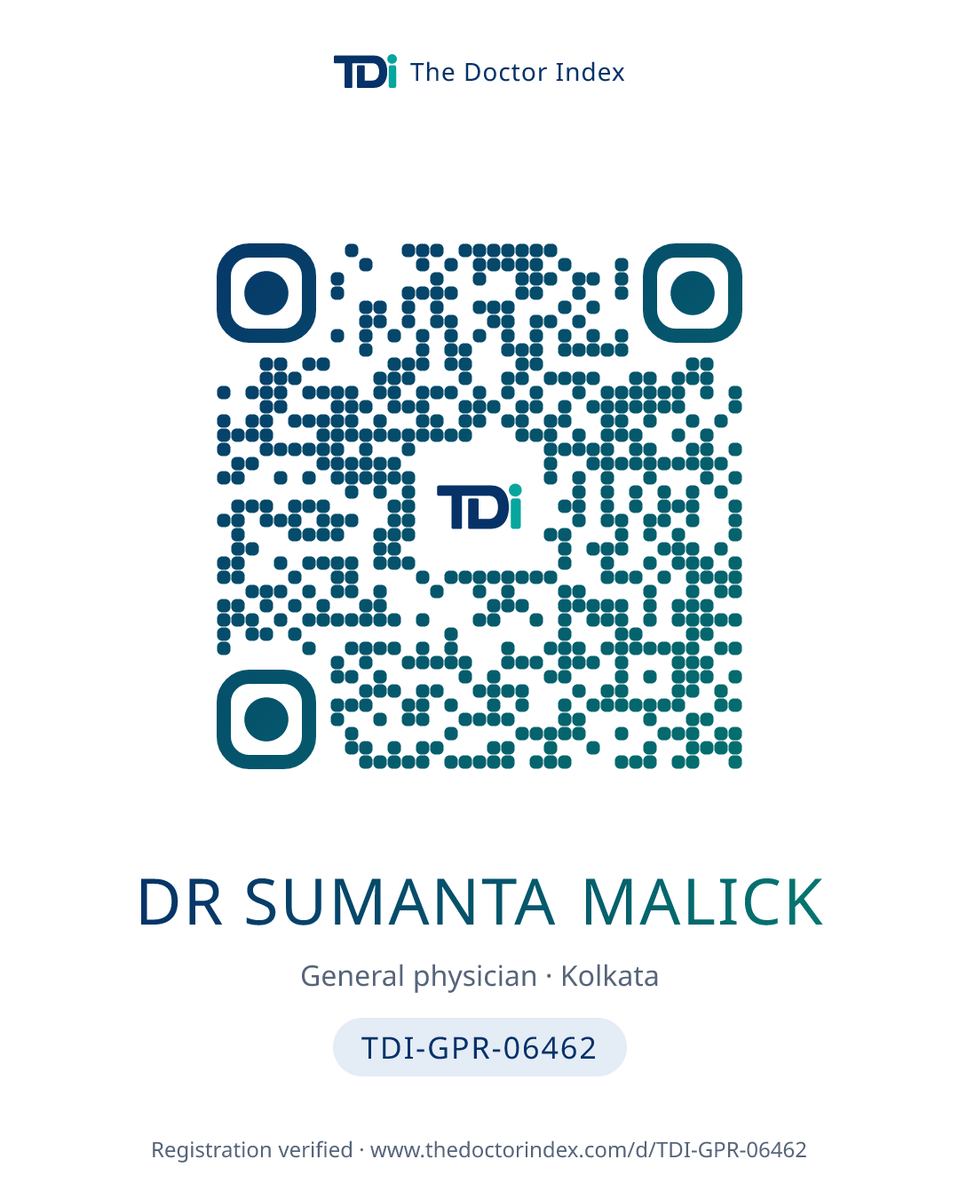 QR card for Dr Sumanta Malick, TDI-GPR-06462