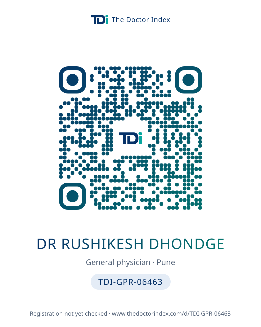 QR card for Dr Rushikesh Dhondge, TDI-GPR-06463