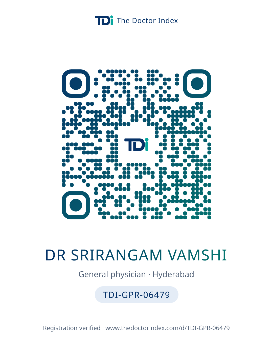 QR card for Dr Srirangam Vamshi, TDI-GPR-06479