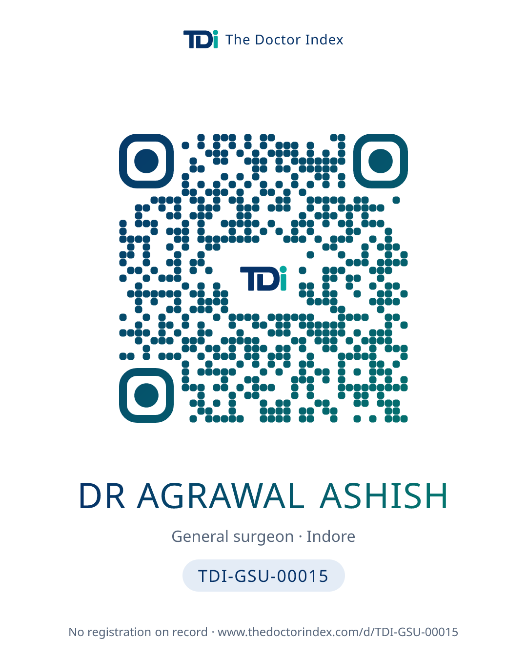 QR card for Dr Agrawal Ashish, TDI-GSU-00015