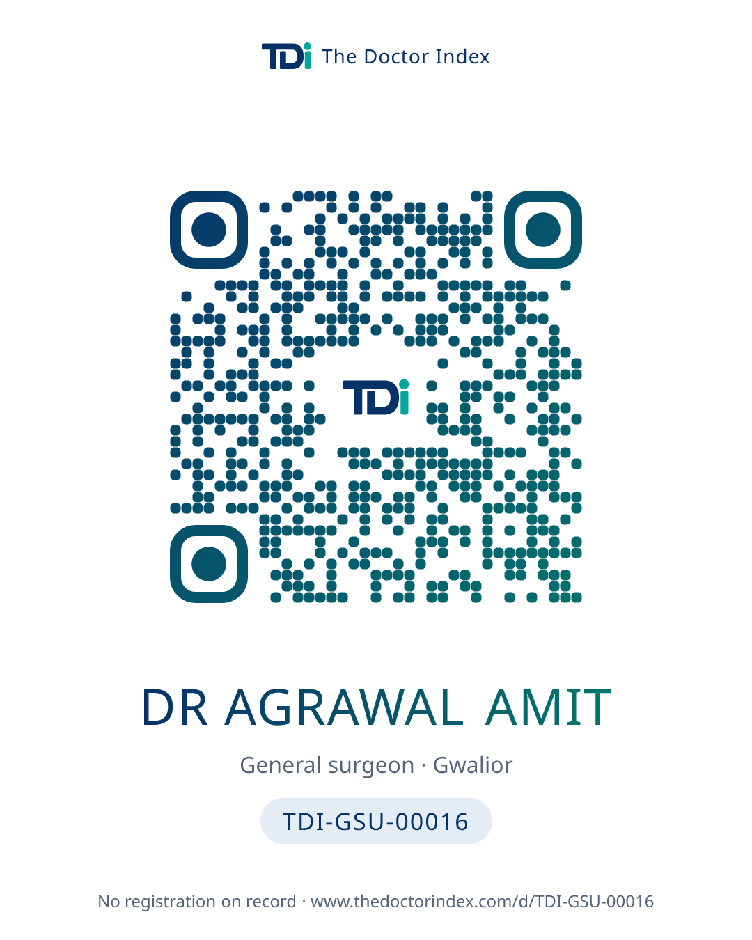 QR card for Dr Agrawal Amit, TDI-GSU-00016