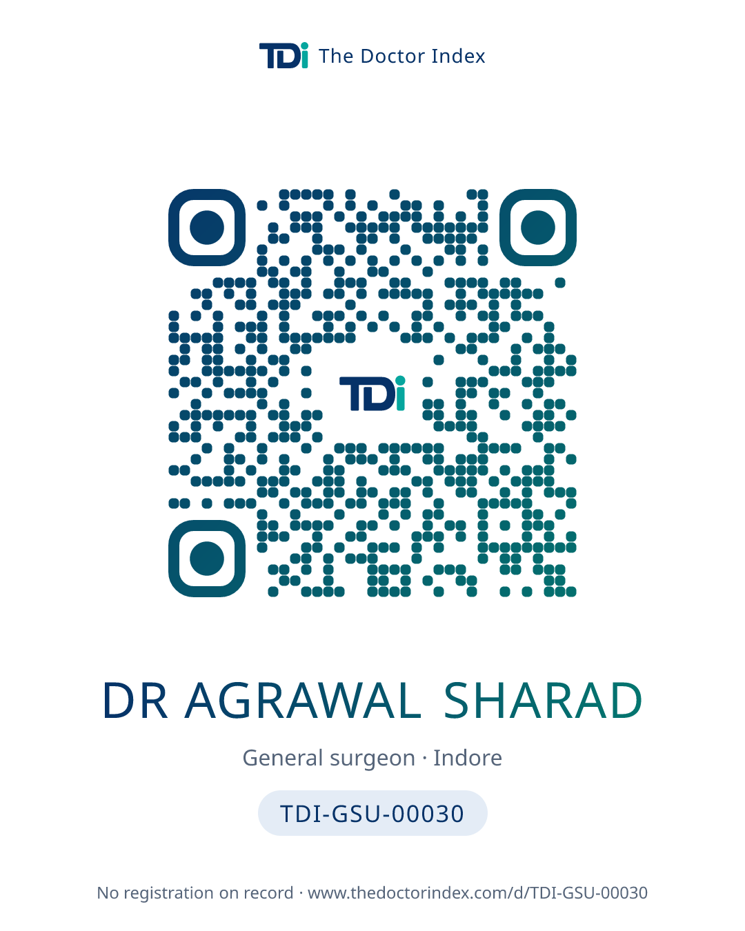 QR card for Dr Agrawal Sharad, TDI-GSU-00030