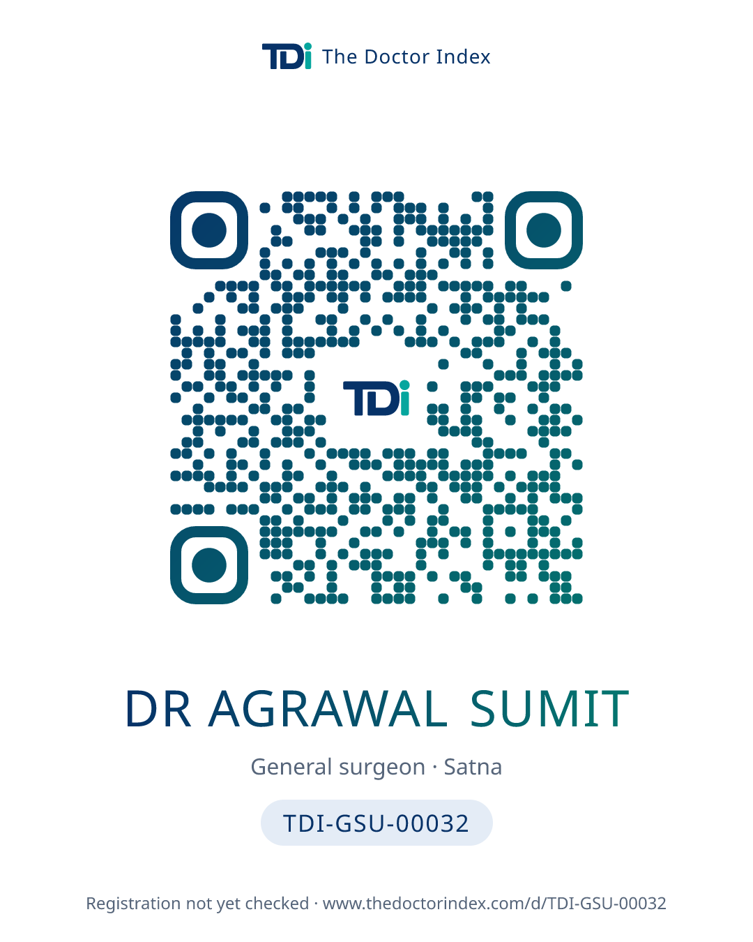 QR card for Dr Agrawal Sumit, TDI-GSU-00032