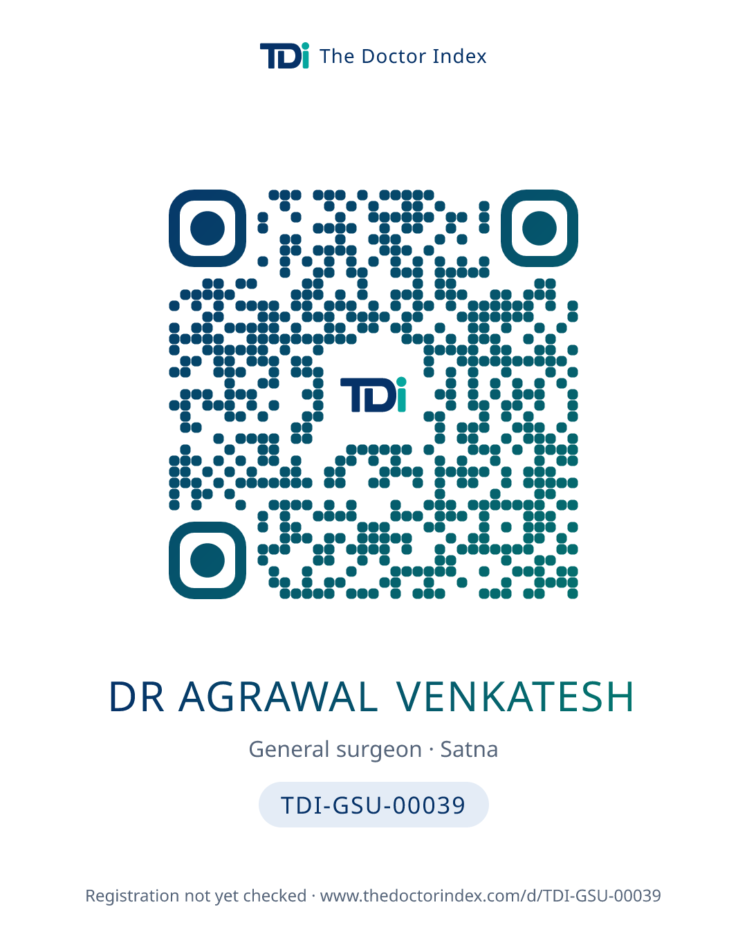 QR card for Dr Agrawal Venkatesh, TDI-GSU-00039