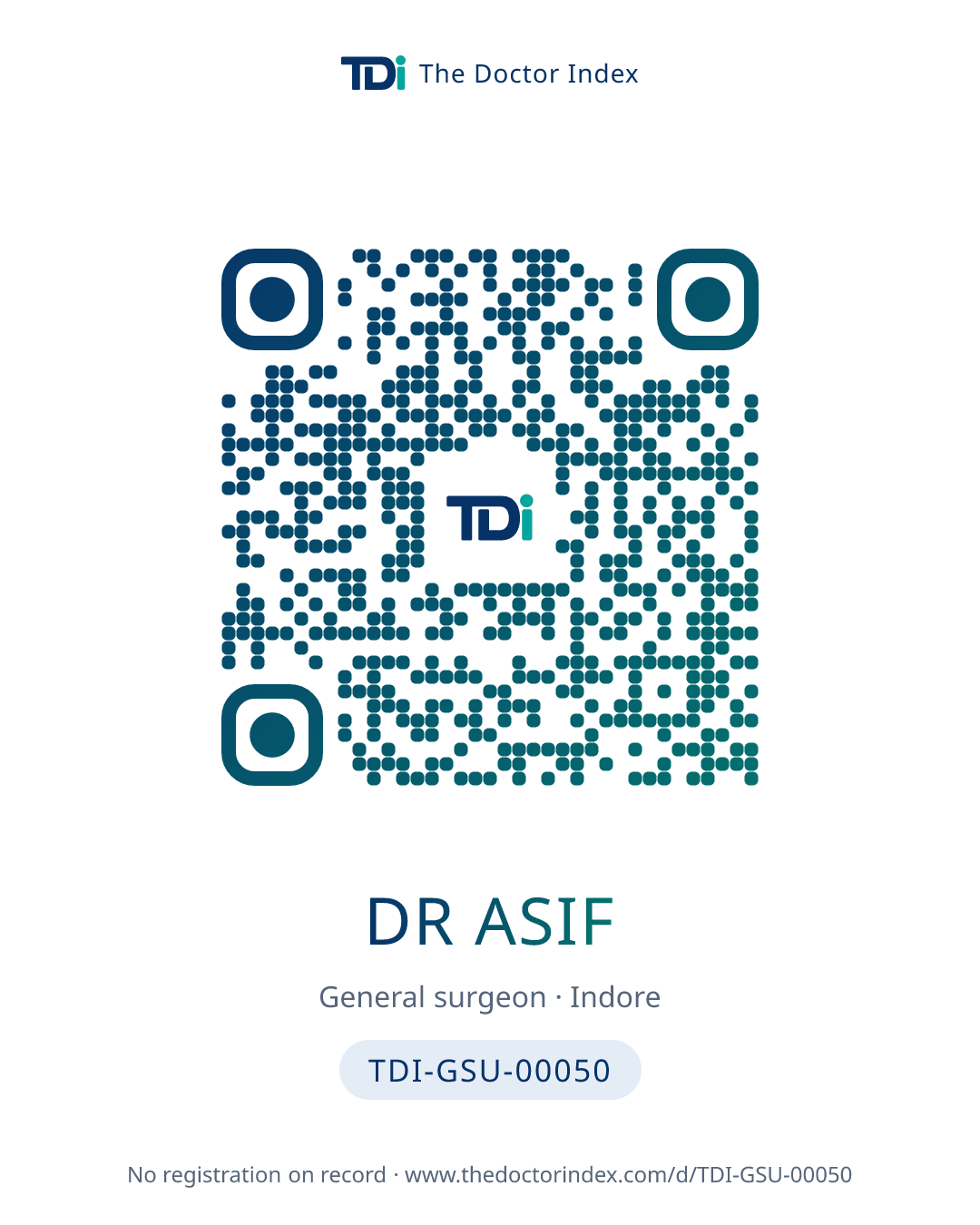 QR card for Dr Asif, TDI-GSU-00050