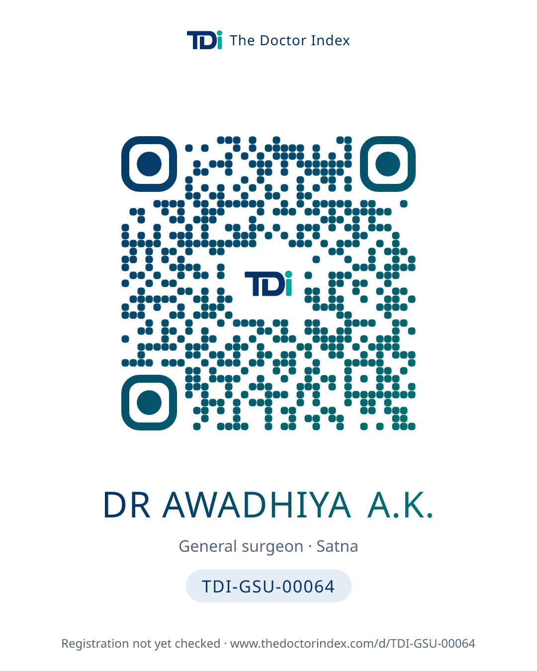 QR card for Dr Awadhiya A.K., TDI-GSU-00064