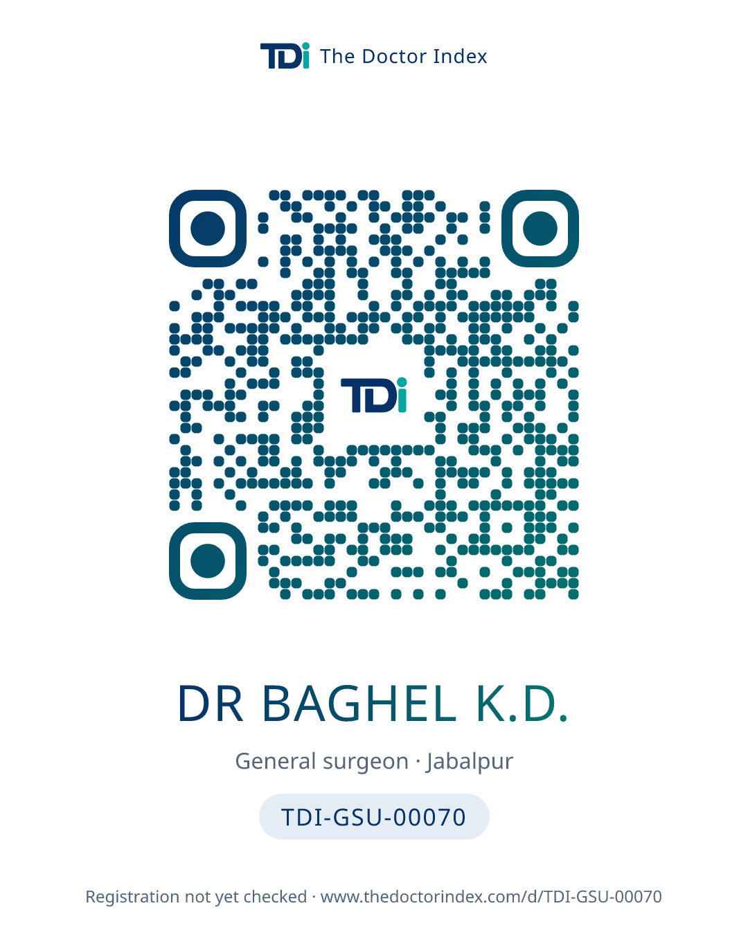 QR card for Dr Baghel K.D., TDI-GSU-00070