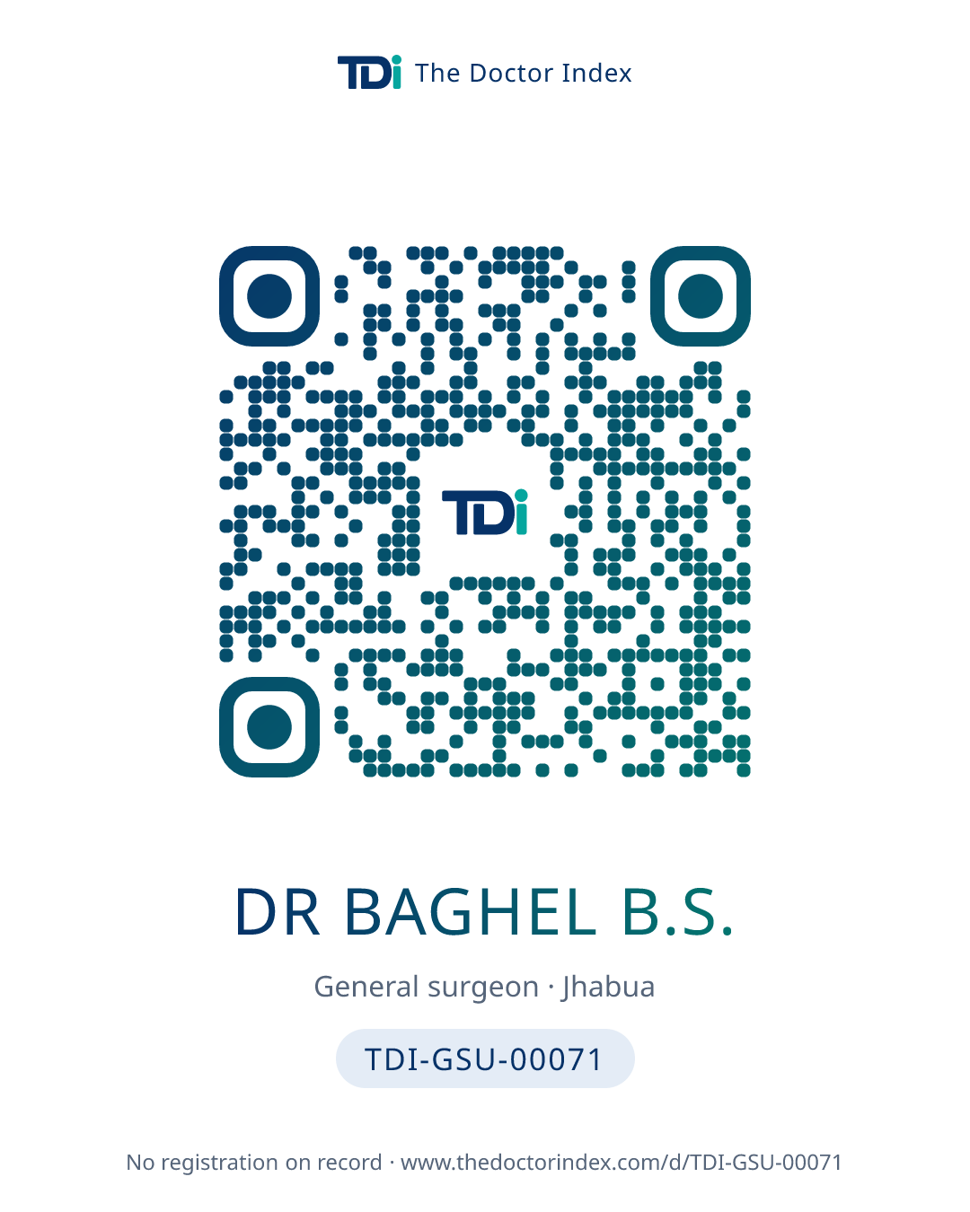 QR card for Dr Baghel B.S., TDI-GSU-00071
