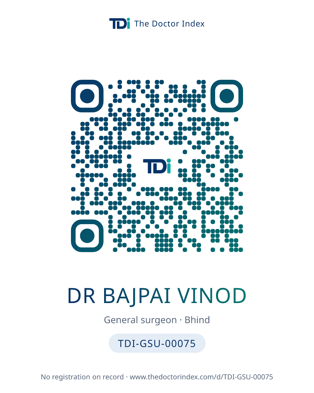 QR card for Dr Bajpai Vinod, TDI-GSU-00075