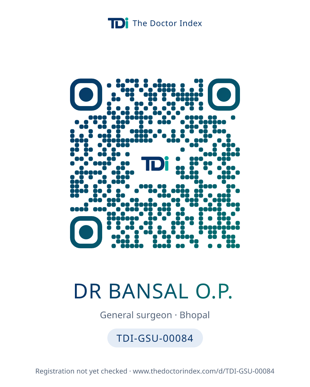 QR card for Dr Bansal O.P., TDI-GSU-00084