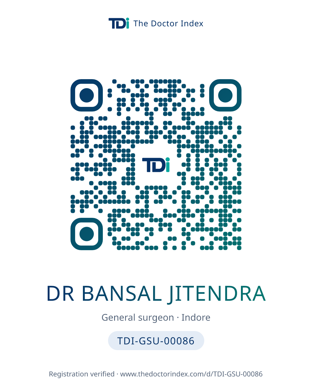 QR card for Dr Bansal Jitendra, TDI-GSU-00086