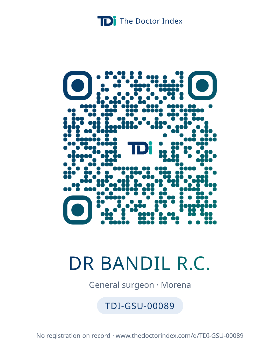 QR card for Dr Bandil R.C., TDI-GSU-00089