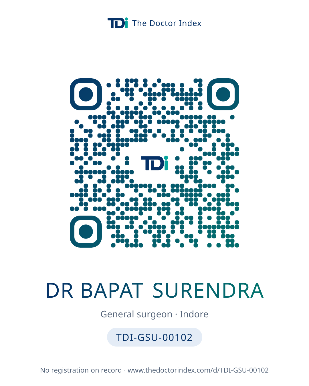 QR card for Dr Bapat Surendra, TDI-GSU-00102