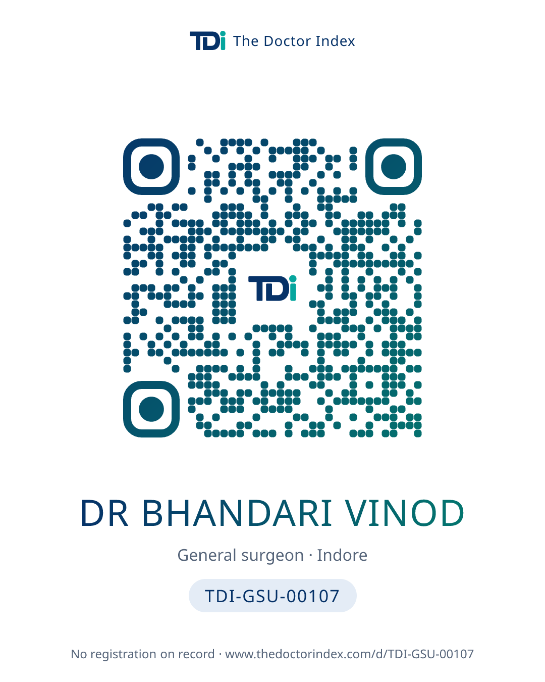 QR card for Dr Bhandari Vinod, TDI-GSU-00107