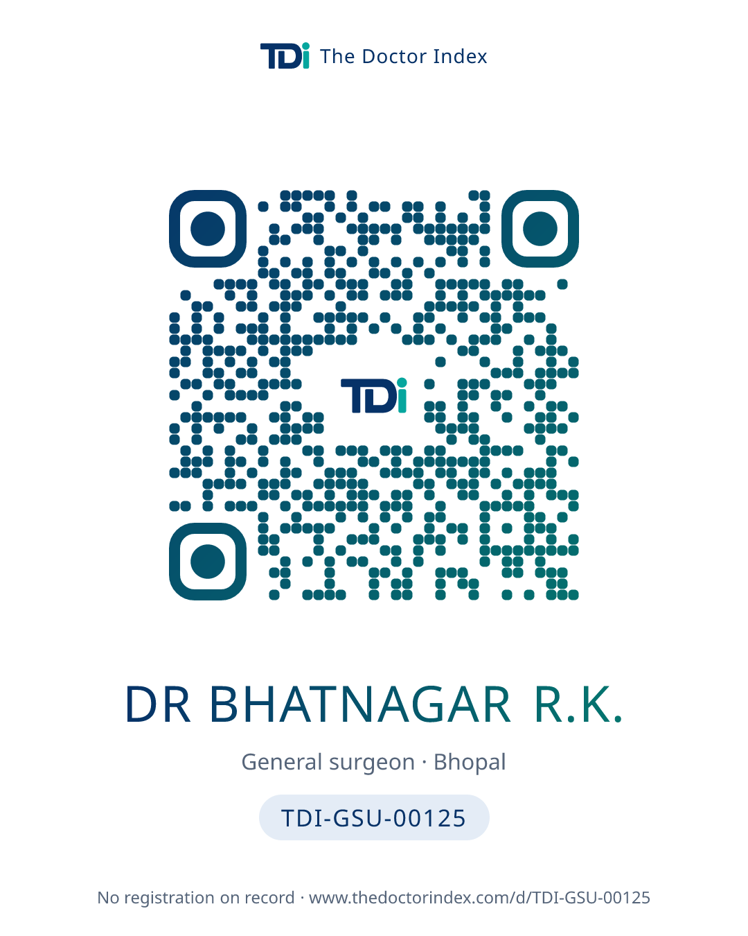 QR card for Dr Bhatnagar R.K., TDI-GSU-00125