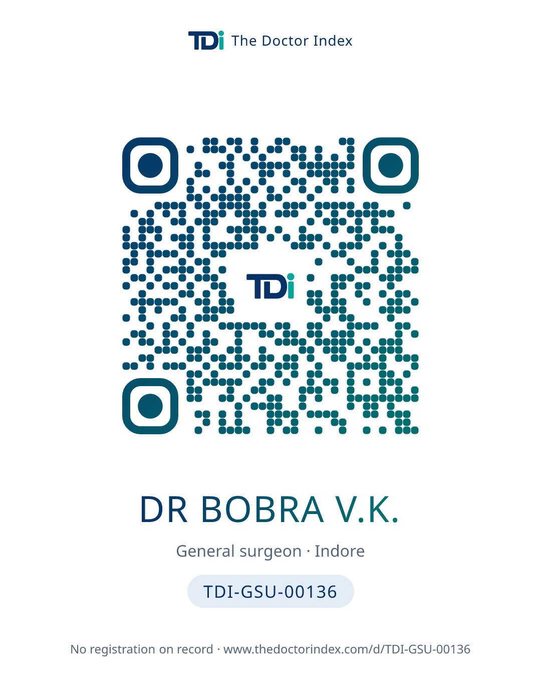 QR card for Dr Bobra V.K., TDI-GSU-00136