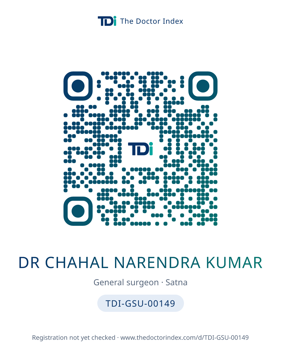QR card for Dr Chahal Narendra Kumar, TDI-GSU-00149