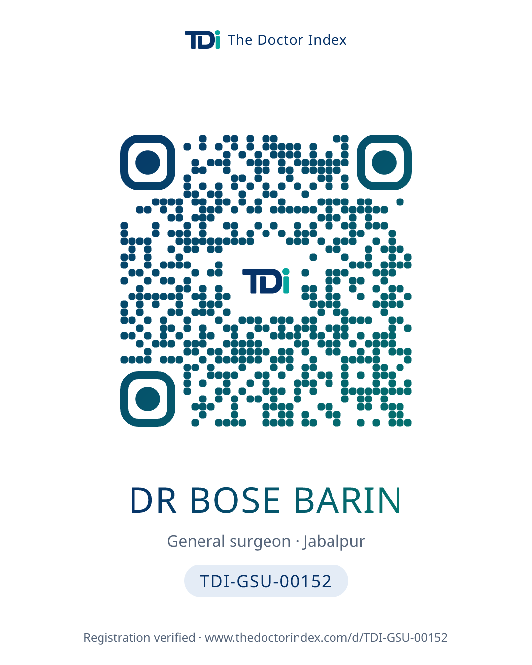 QR card for Dr Bose Barin, TDI-GSU-00152