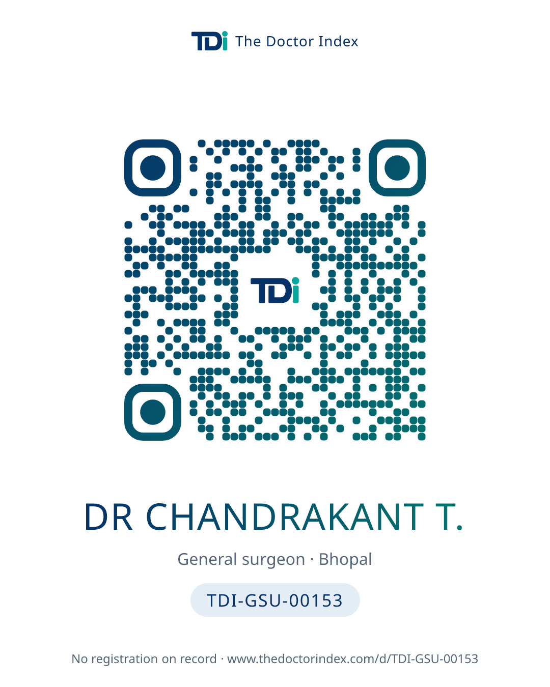 QR card for Dr Chandrakant T., TDI-GSU-00153