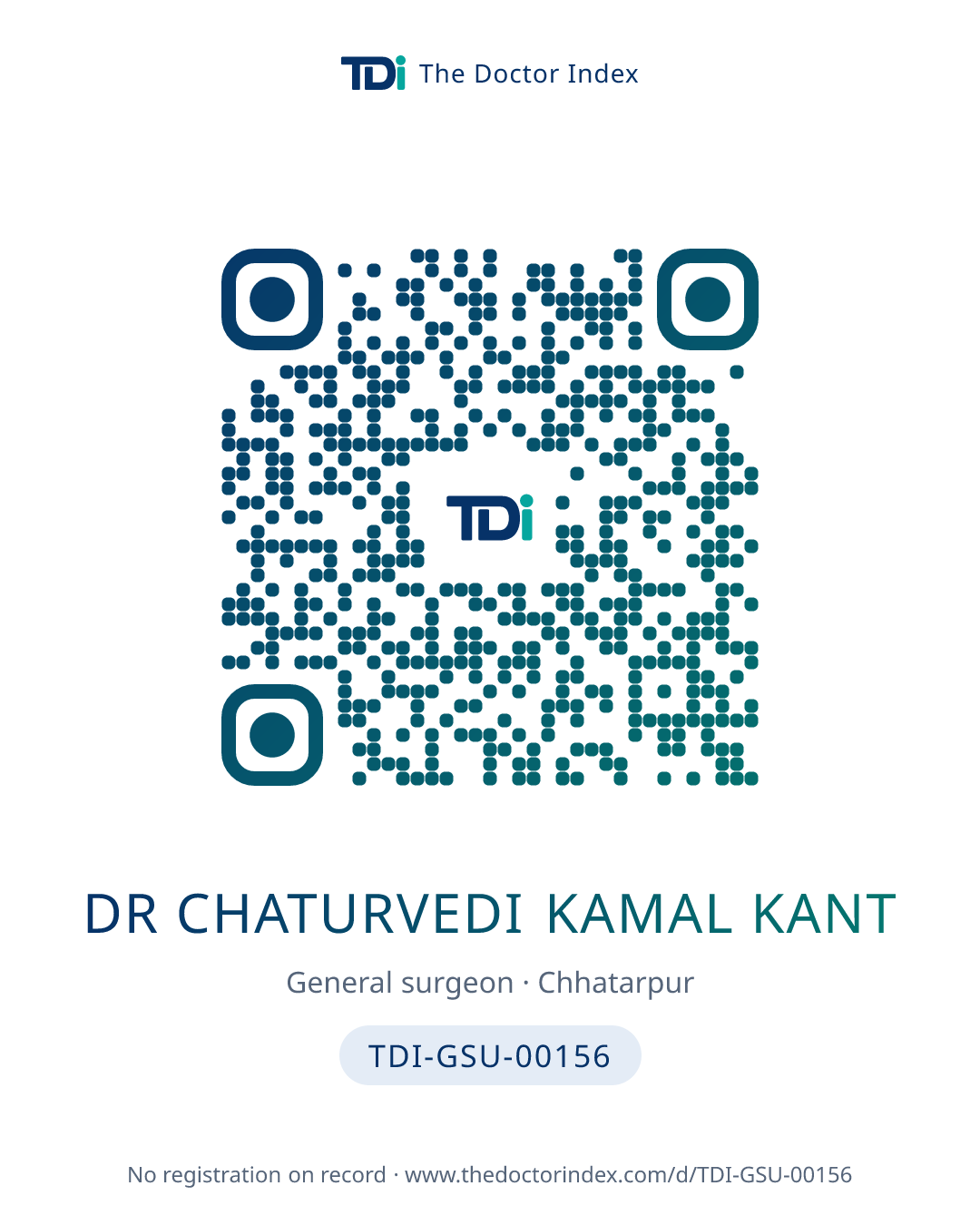 QR card for Dr Chaturvedi Kamal Kant, TDI-GSU-00156
