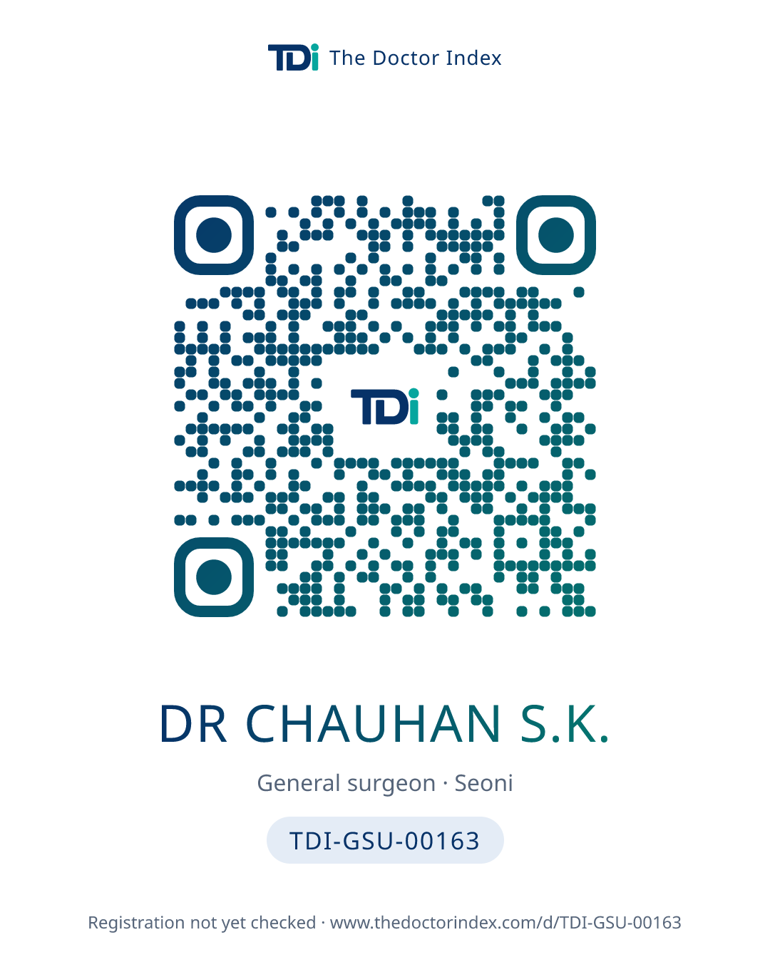 QR card for Dr Chauhan S.K., TDI-GSU-00163