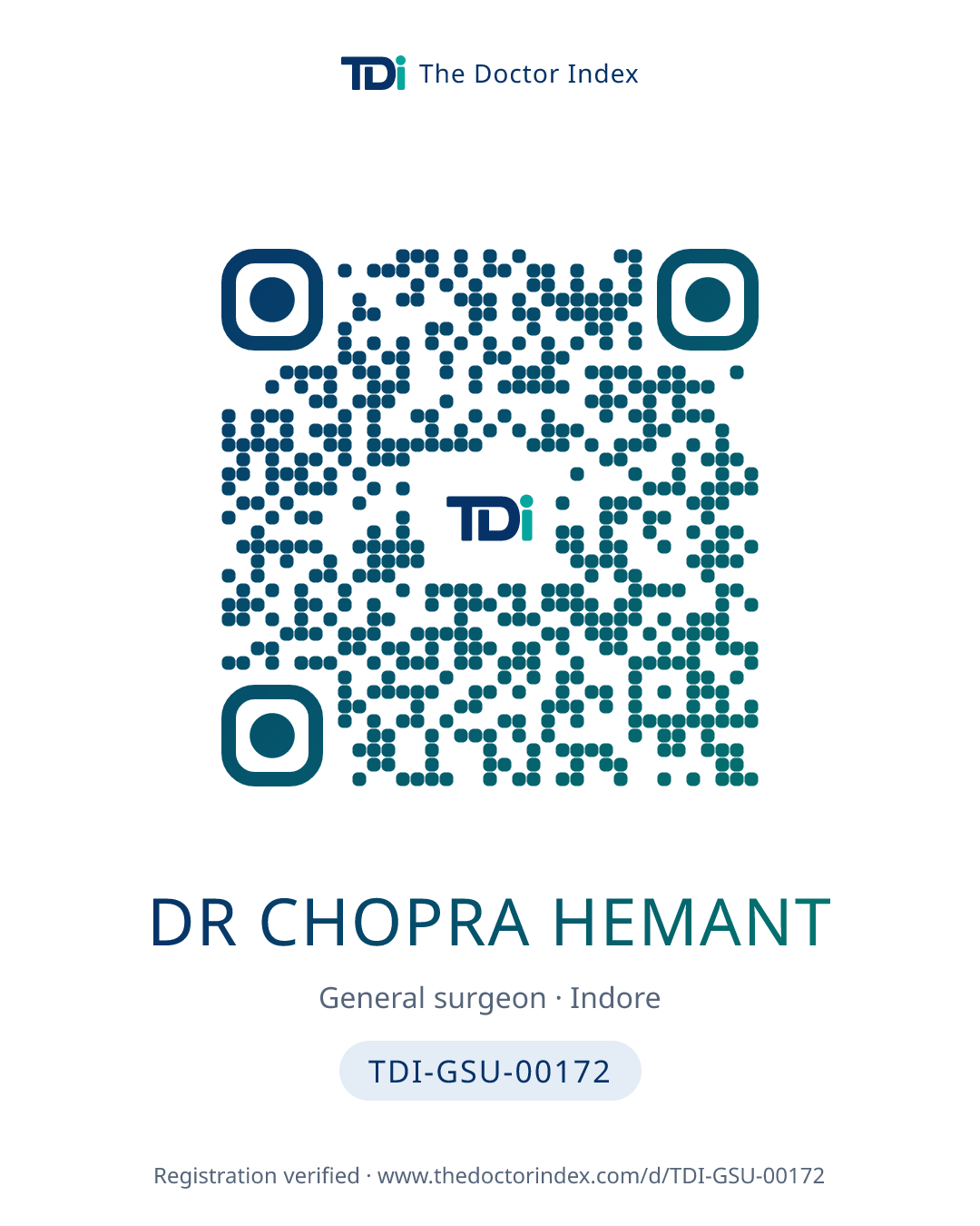 QR card for Dr Chopra Hemant, TDI-GSU-00172