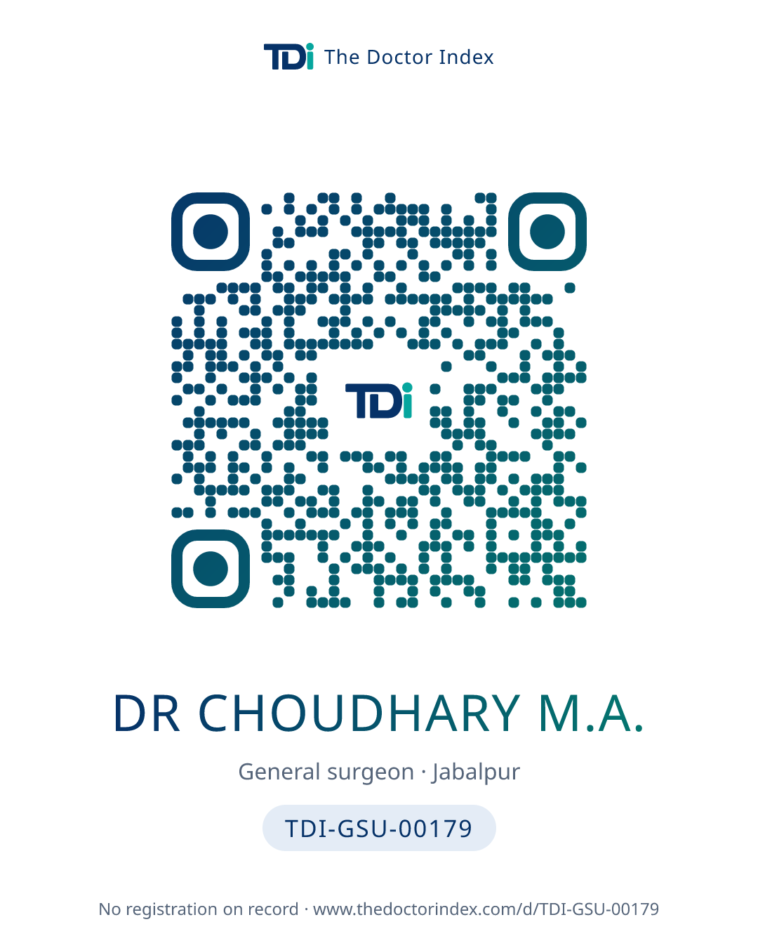 QR card for Dr Choudhary M.A., TDI-GSU-00179