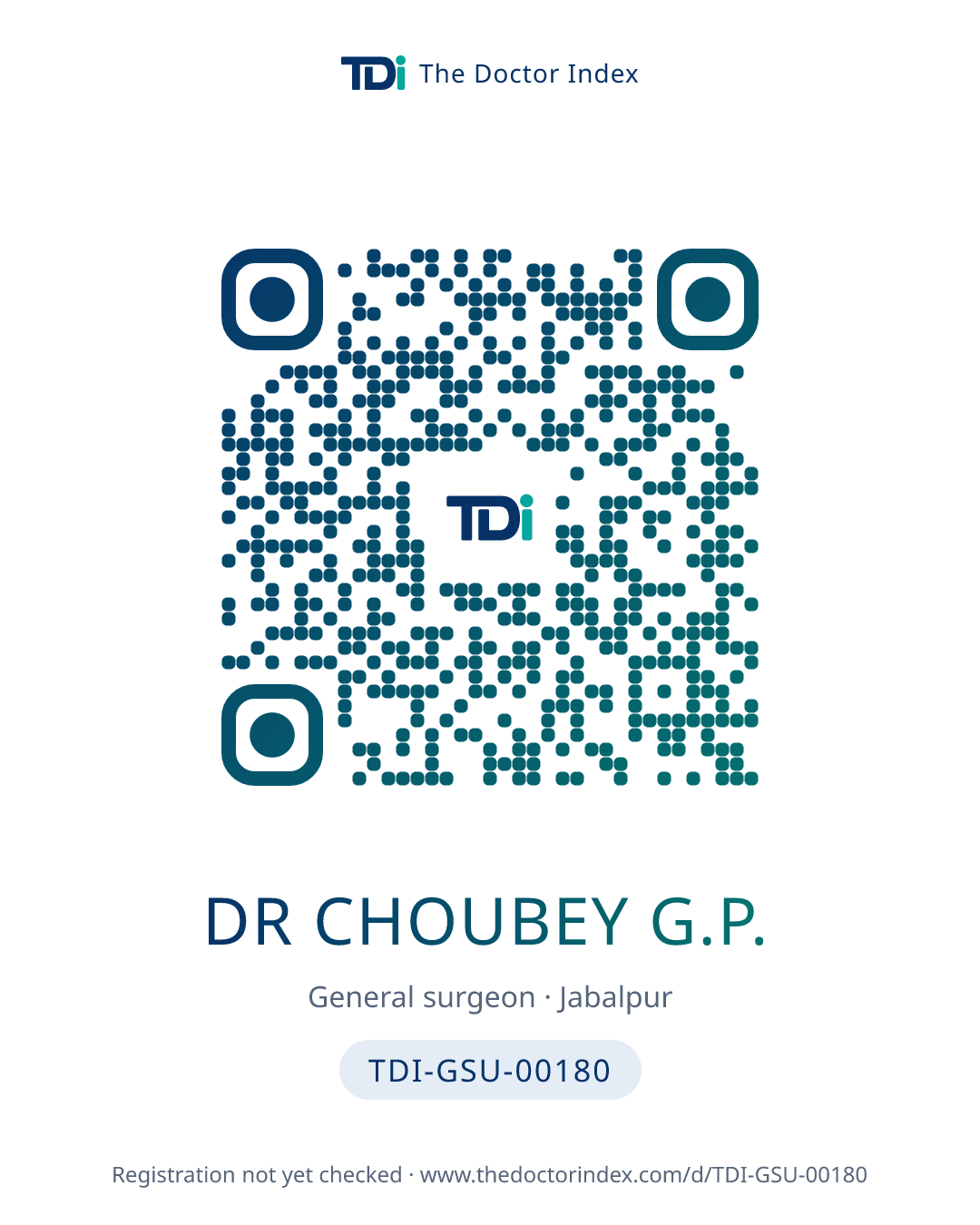 QR card for Dr Choubey G.P., TDI-GSU-00180