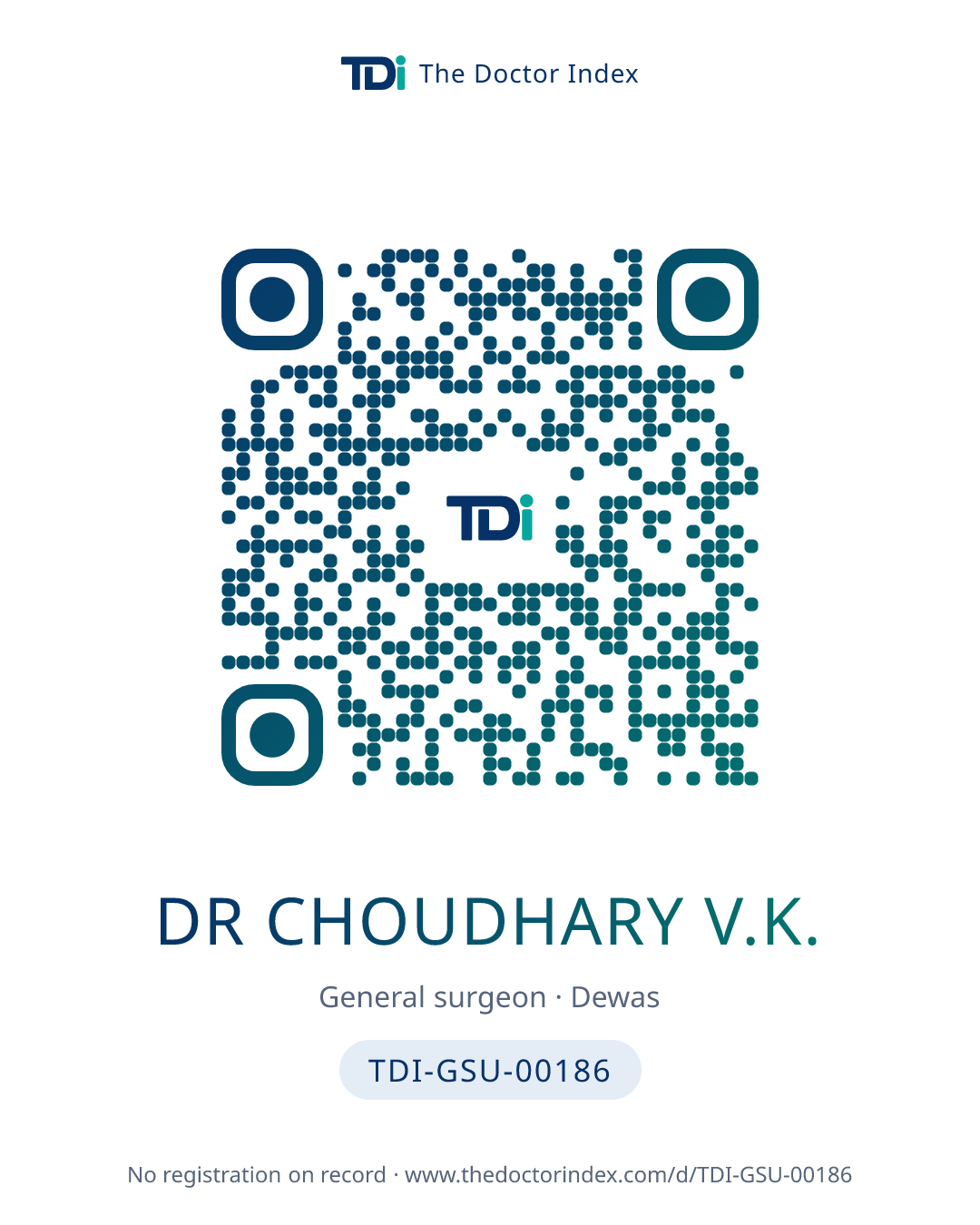 QR card for Dr Choudhary V.K., TDI-GSU-00186