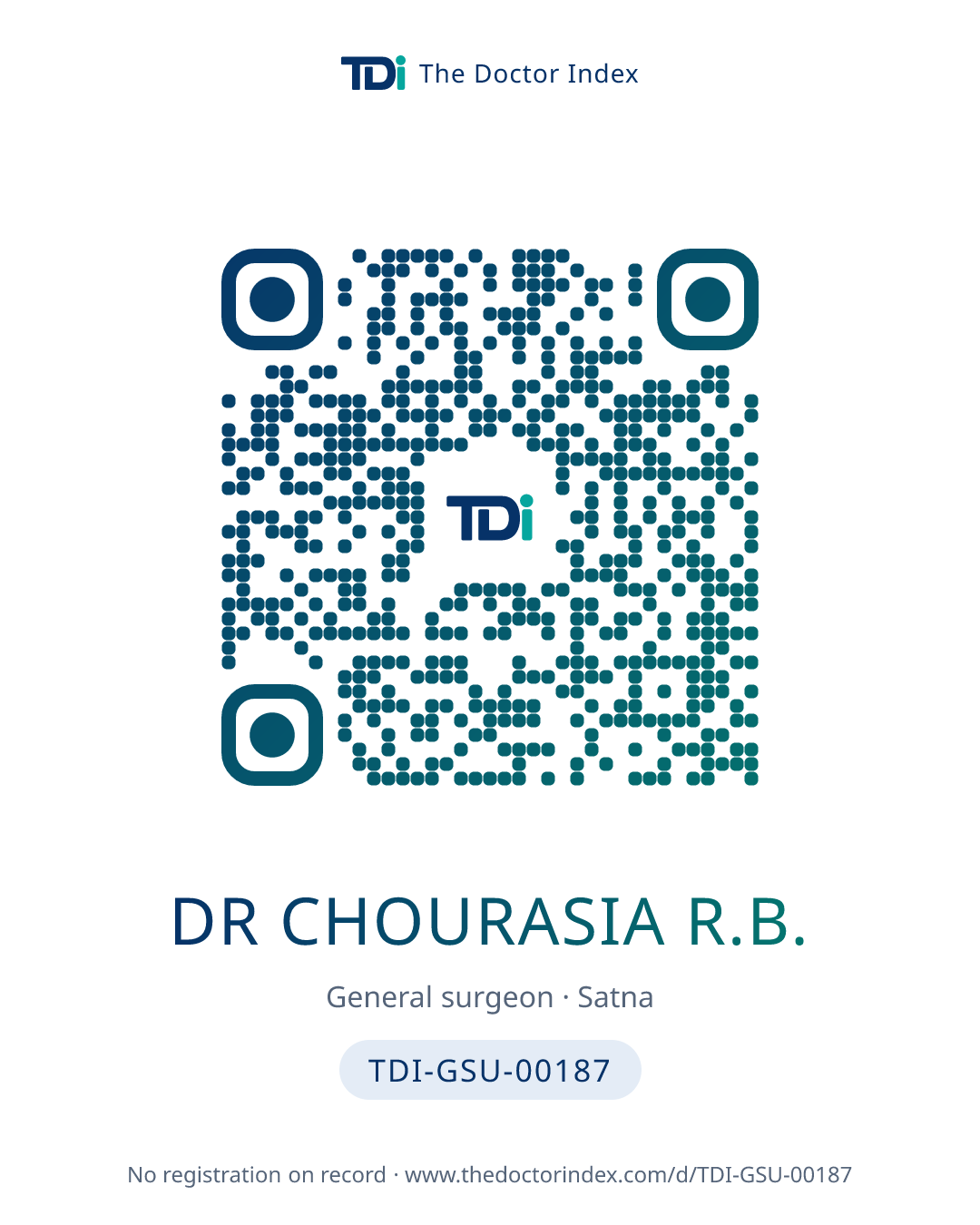 QR card for Dr Chourasia R.B., TDI-GSU-00187