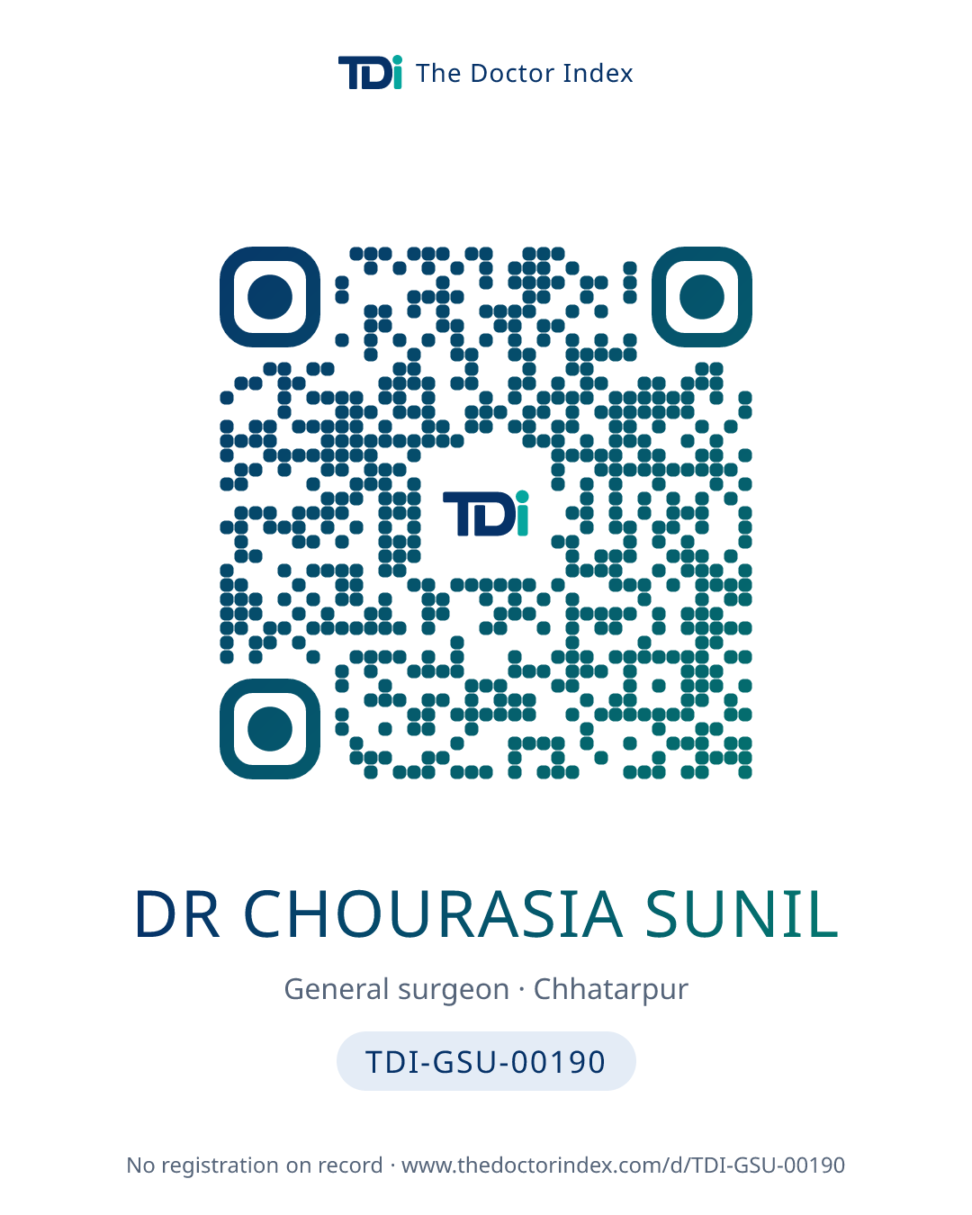 QR card for Dr Chourasia Sunil, TDI-GSU-00190