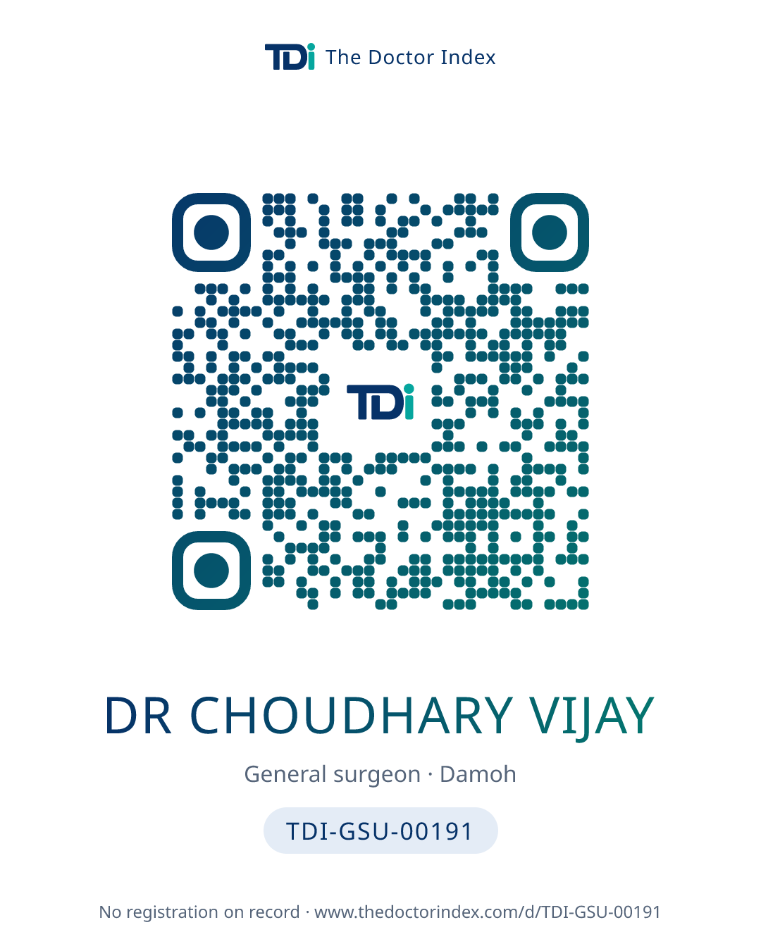 QR card for Dr Choudhary Vijay, TDI-GSU-00191