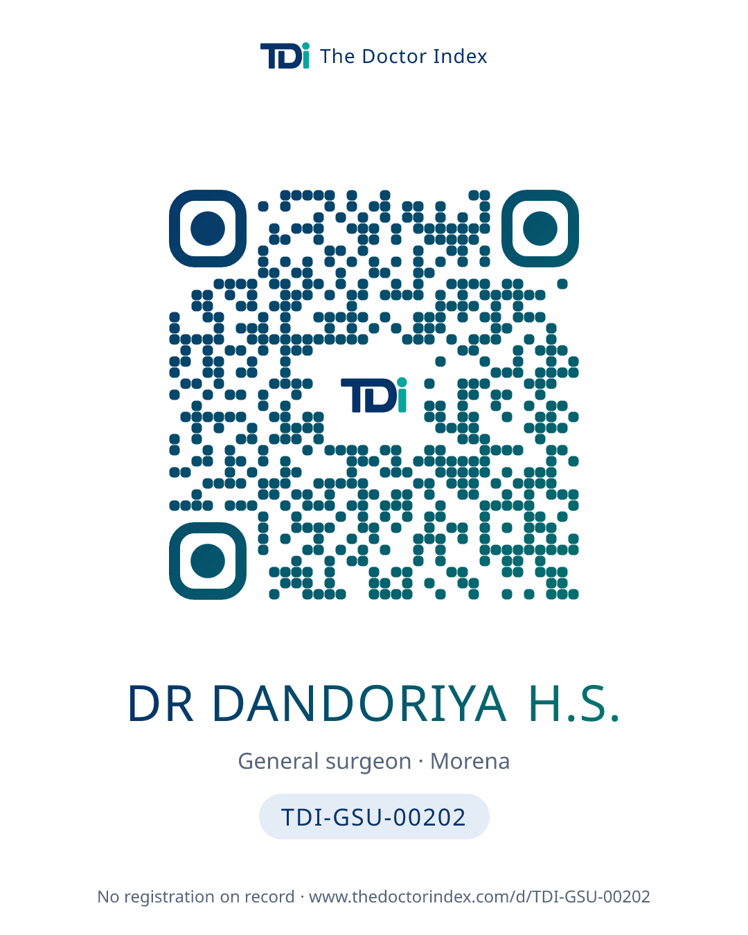 QR card for Dr Dandoriya H.S., TDI-GSU-00202