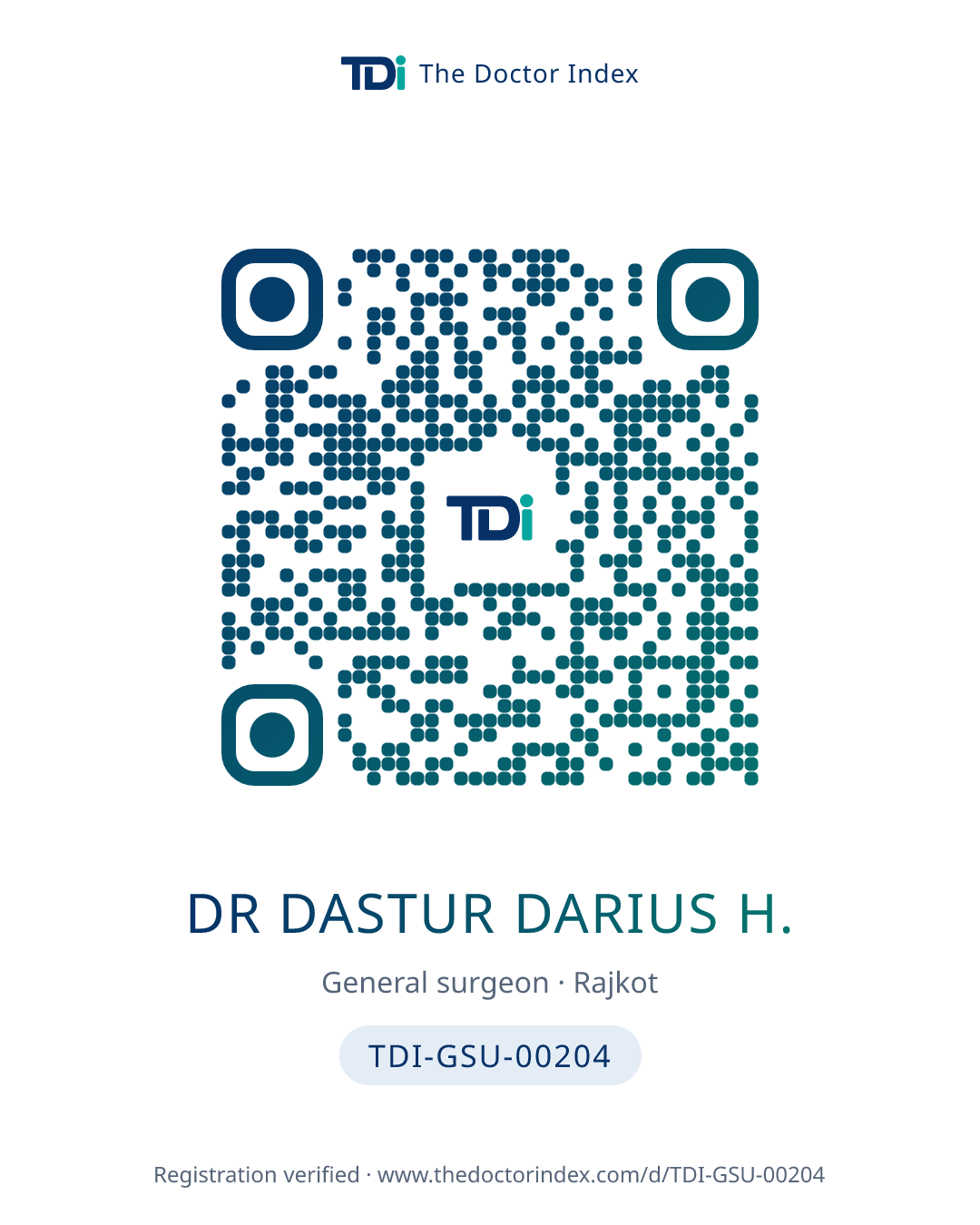 QR card for Dr Dastur Darius H., TDI-GSU-00204