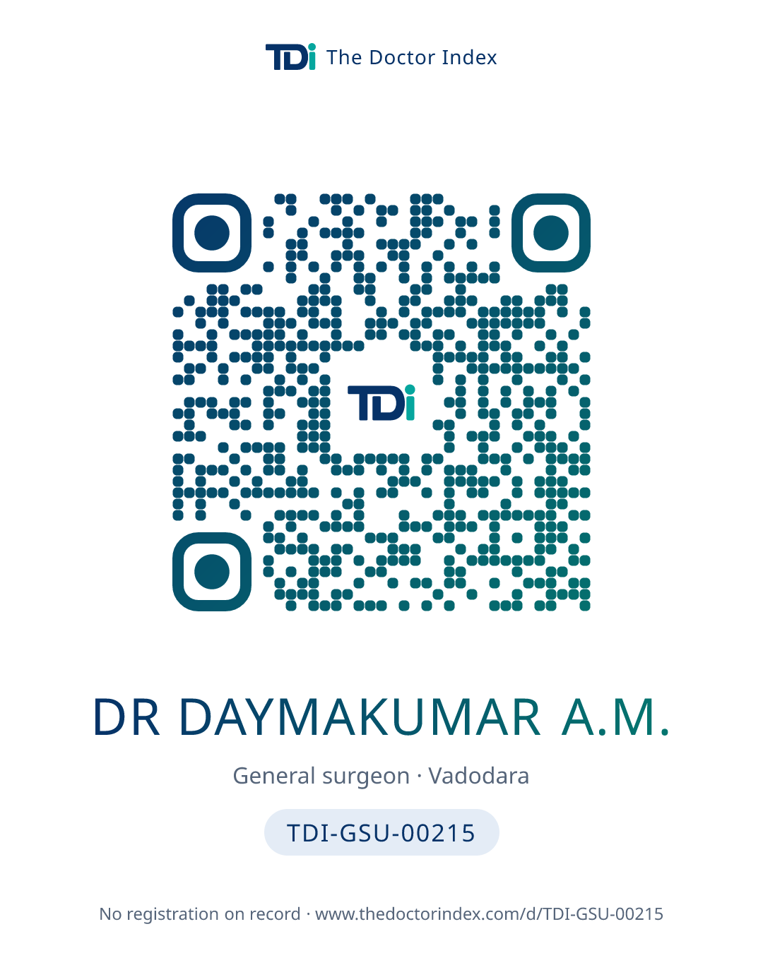 QR card for Dr Daymakumar A.M., TDI-GSU-00215