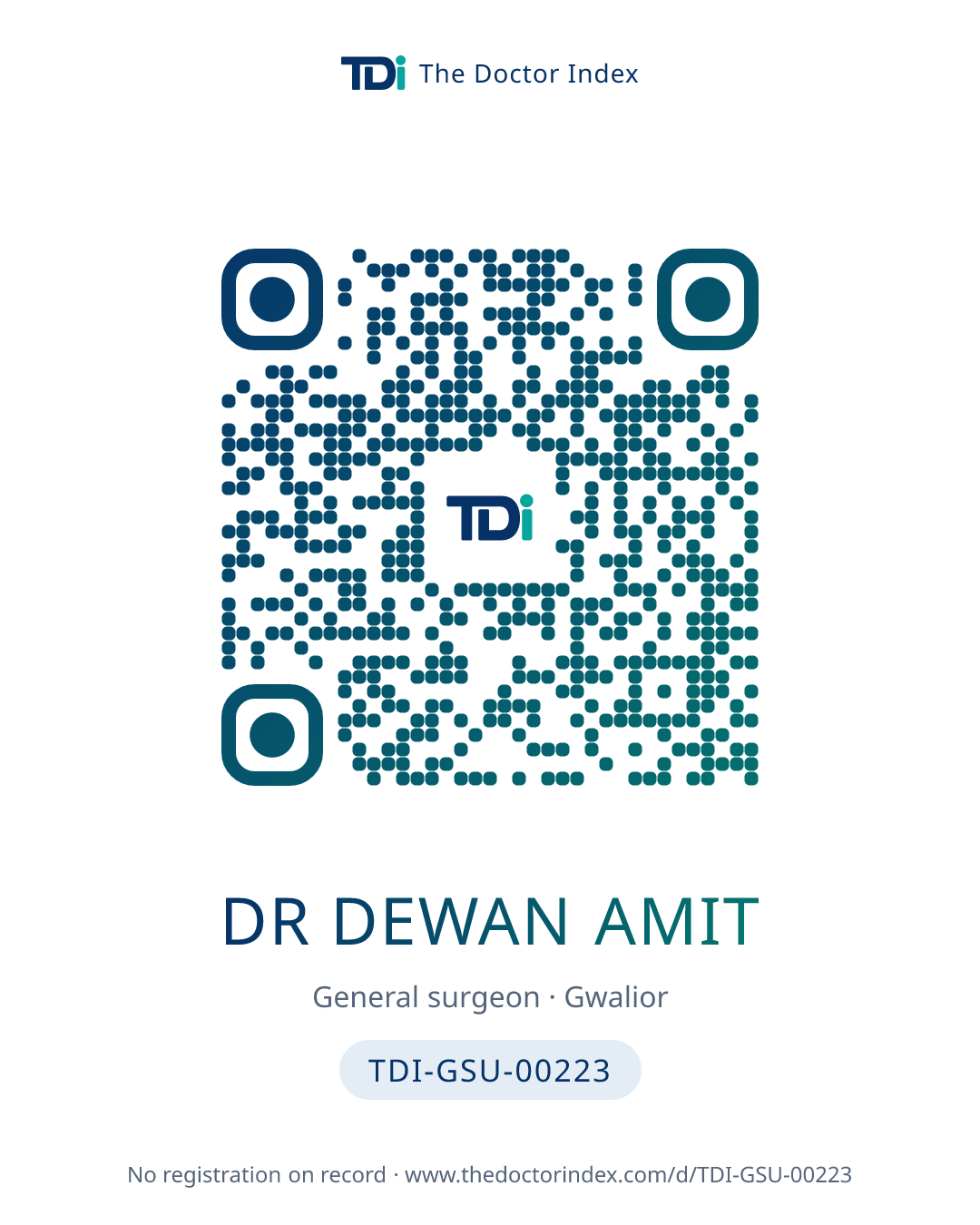 QR card for Dr Dewan Amit, TDI-GSU-00223
