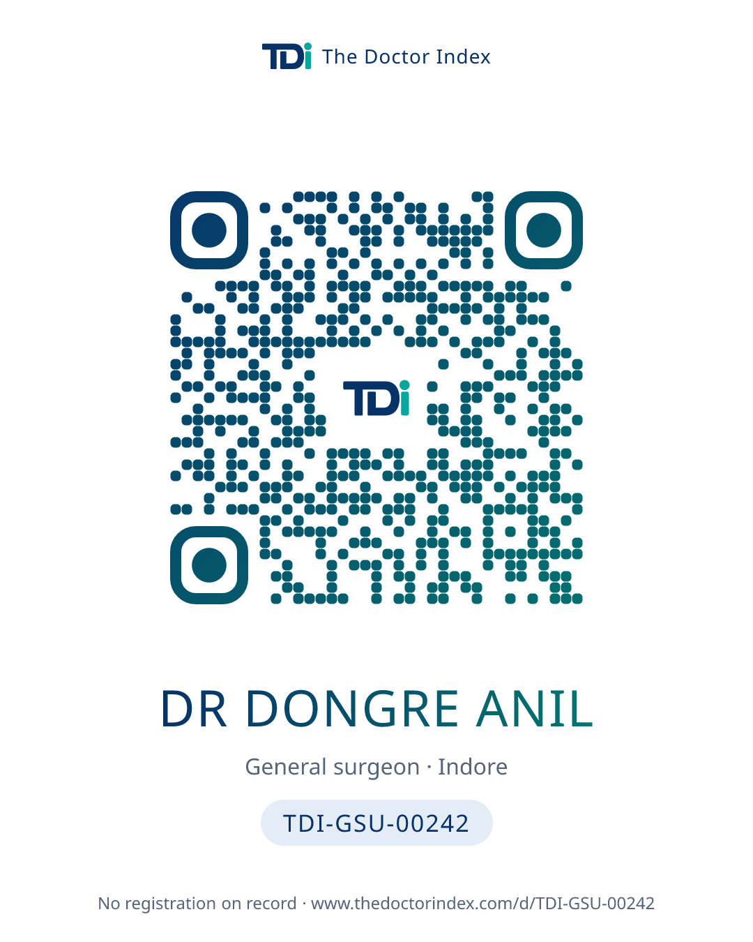 QR card for Dr Dongre Anil, TDI-GSU-00242